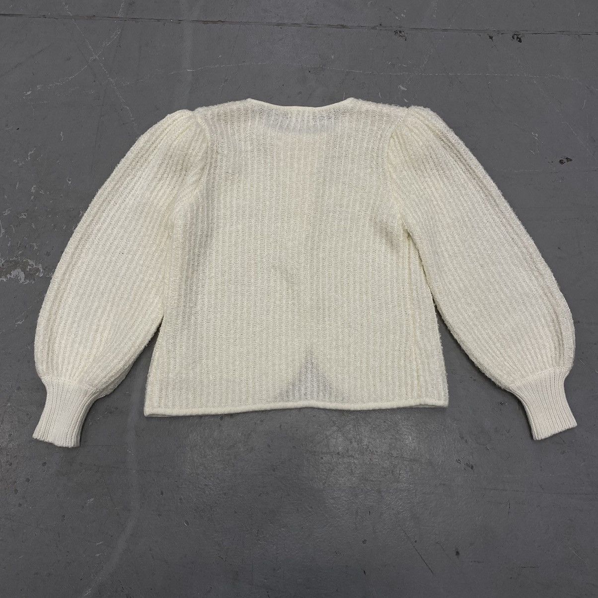Japanese Brand × Kapital × Vintage Vtg 70s 80s Knit Puffy Chunky Cream Button Cardigan Coquette Size L / US 10 / IT 46 - 8 Thumbnail