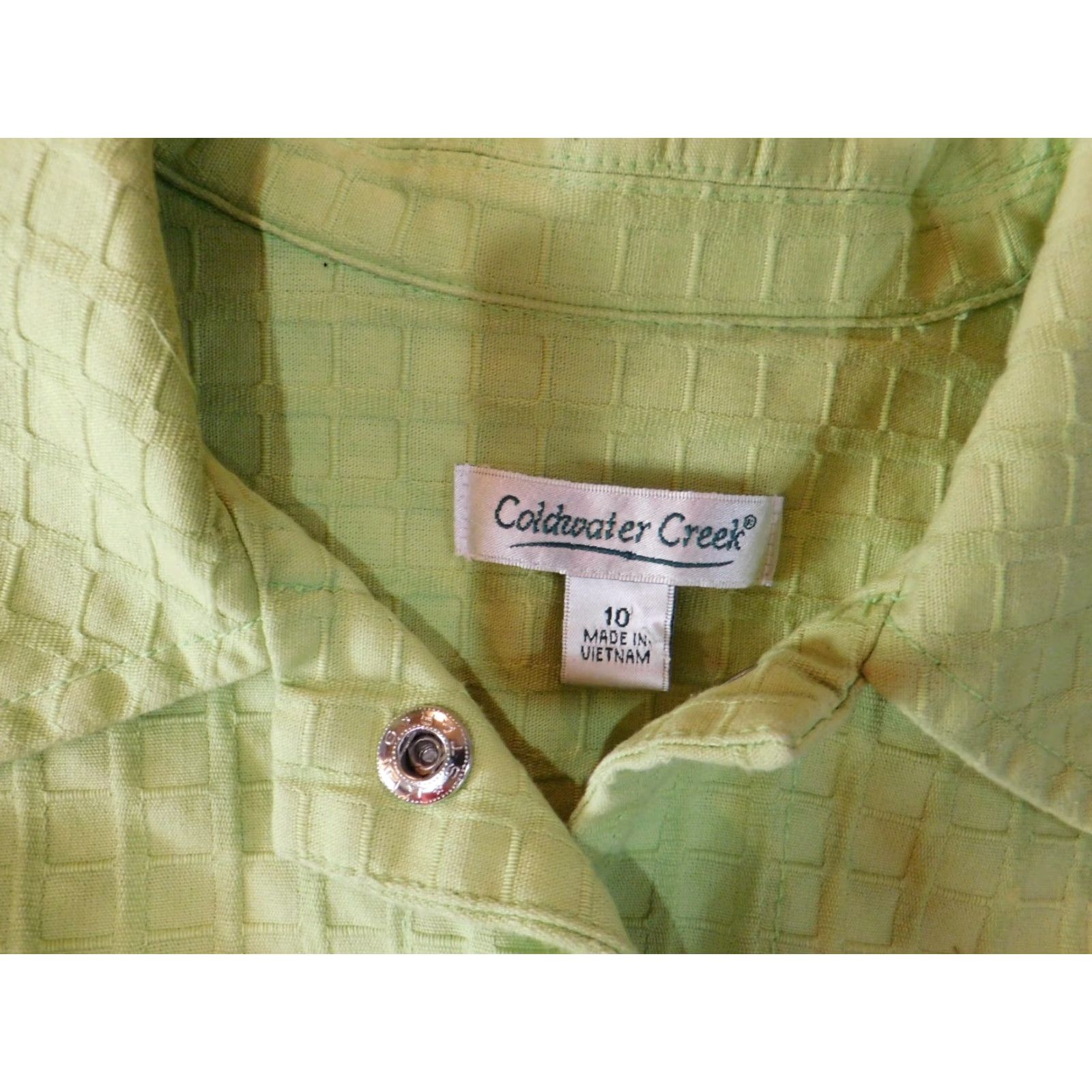 Coldwater Creek Coldwater Creek Jacket Women 10 Green Long Sleeve Button Snap Collared Cotton Casual Modern Basics Size L / US 10 / IT 46 - 7 Thumbnail