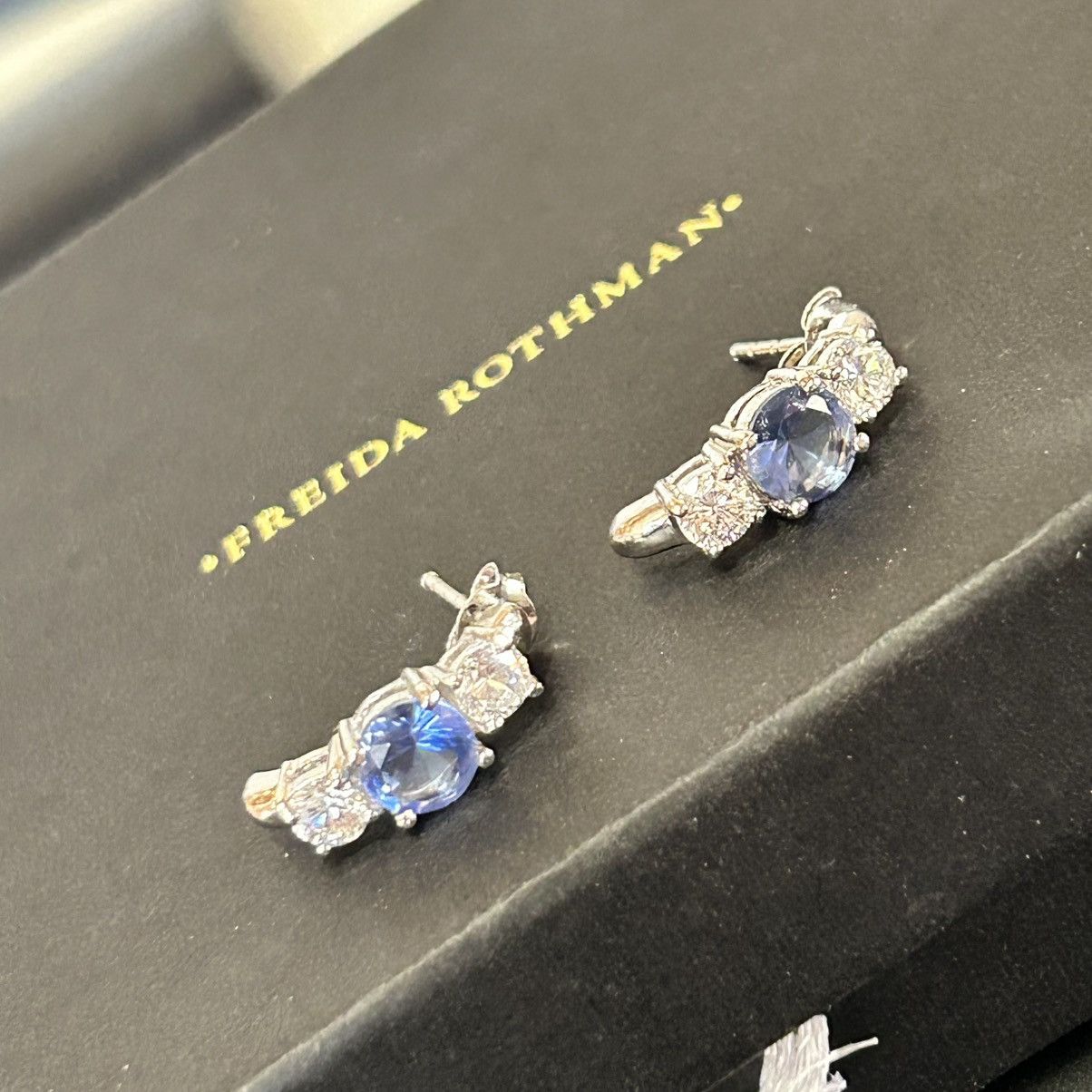 Jewelry Freida Rothman triple stone half hoop sterling earrings NIB Size ONE SIZE - 2 Thumbnail