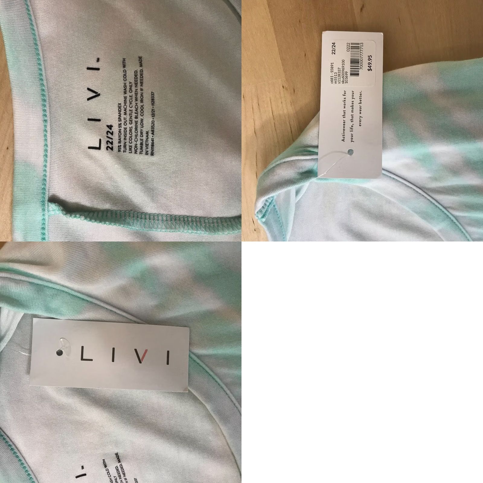 Vintage LIVI WOMEN'S LARGE GREEN/WHITE STRIPE SHORT SLEEVE ROUND NECK SHIRT Size L / US 10 / IT 46 - 8 Thumbnail