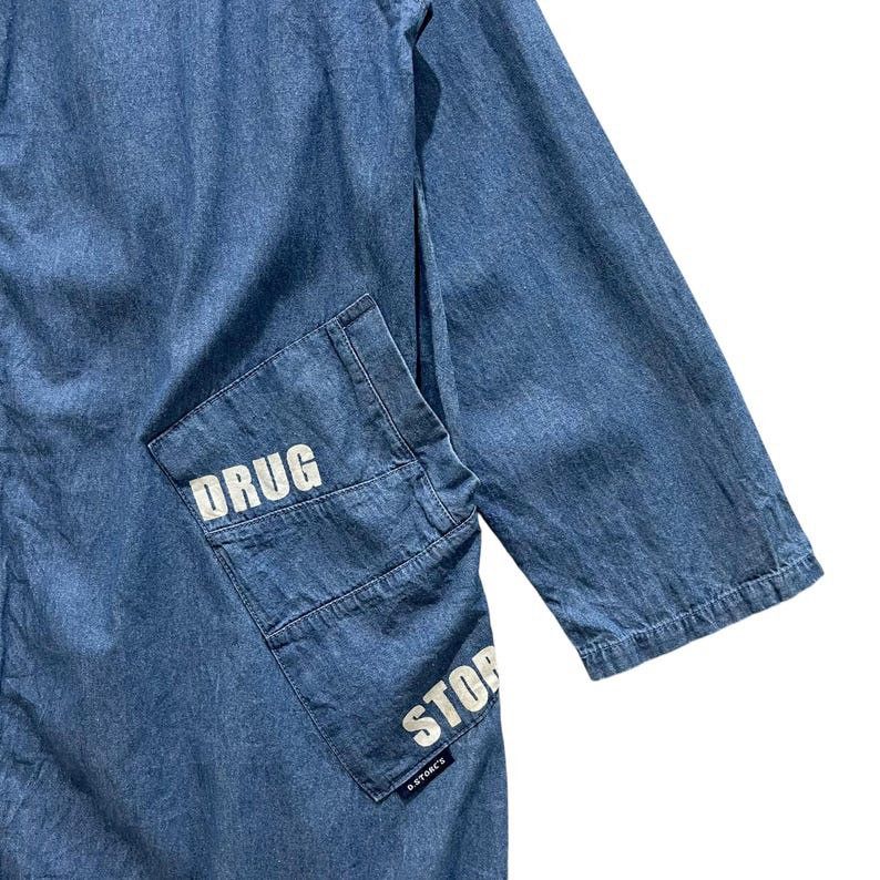 Japanese Brand × Vintage Vintage Drug Store Zipper Trench Coat Denim Jacket Size US L / EU 52-54 / 3 - 4 Thumbnail