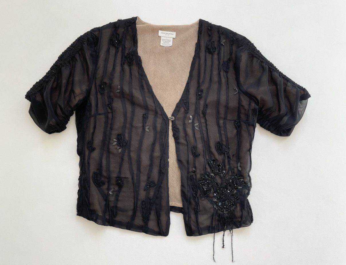 Dries Van Noten Embroidered Floral Sequin Mesh Top Size M / US 6-8 / IT 42-44 - 2 Thumbnail