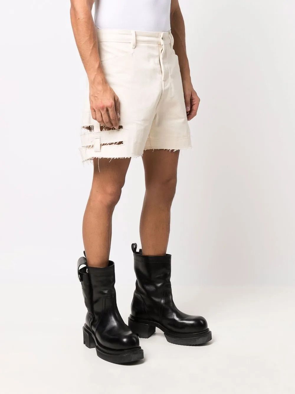 Rick Owens o1y0325 Denim Short in Ivory Size US 34 / EU 50 - 2 Thumbnail