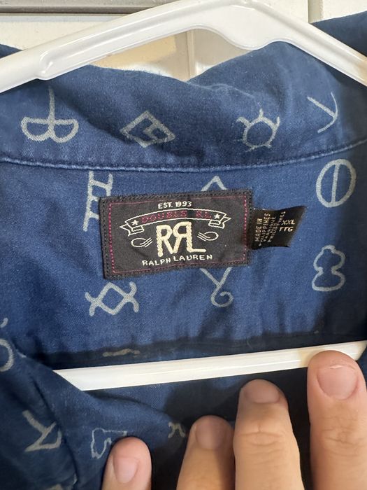 RRL Ralph Lauren RRL Blue Pattern Short Sleeve Shirt | Grailed