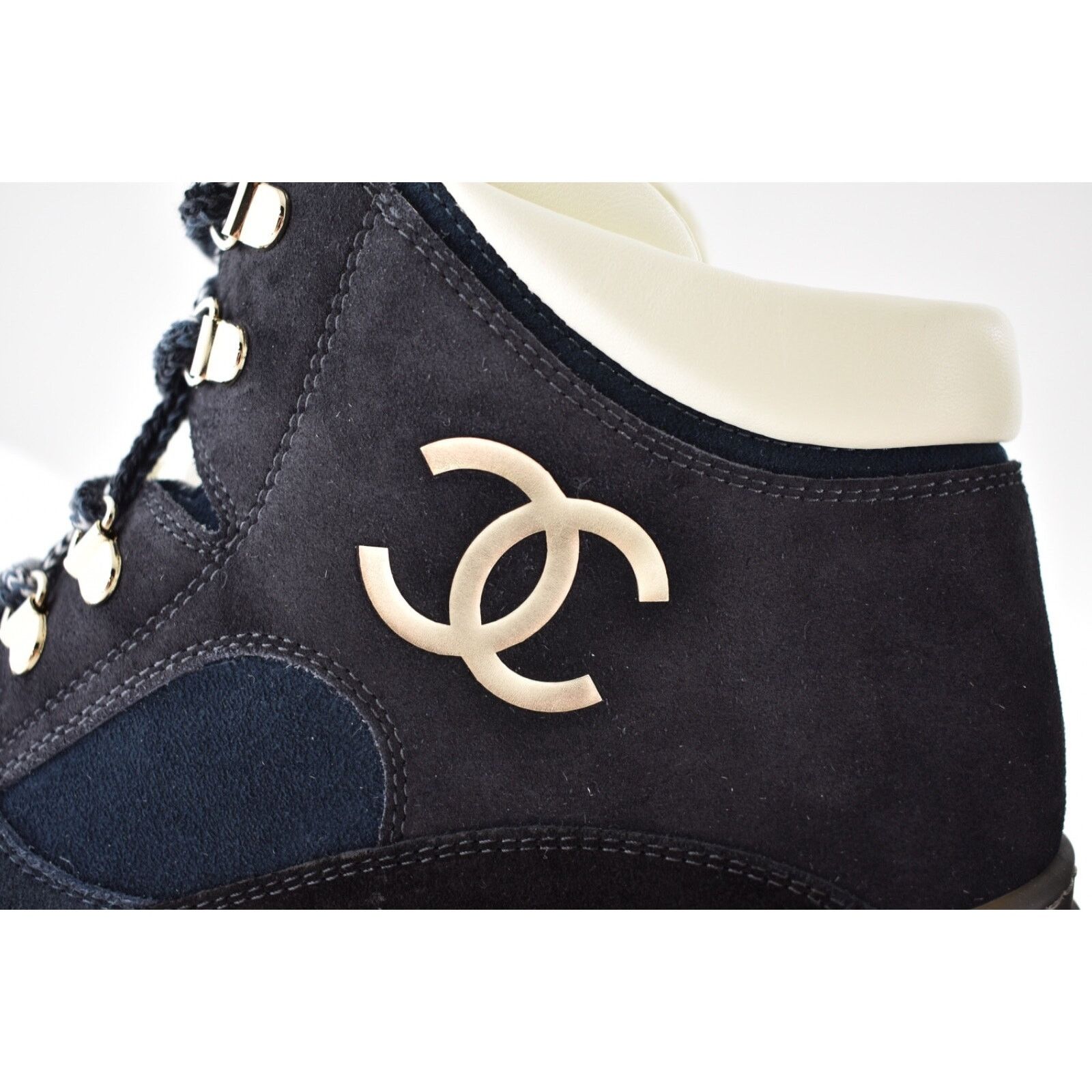 Chanel Chanel 23C Blue Black CC Combat Lace Up Tie Ankle Short Size US 12 / IT 42 - 9 Thumbnail