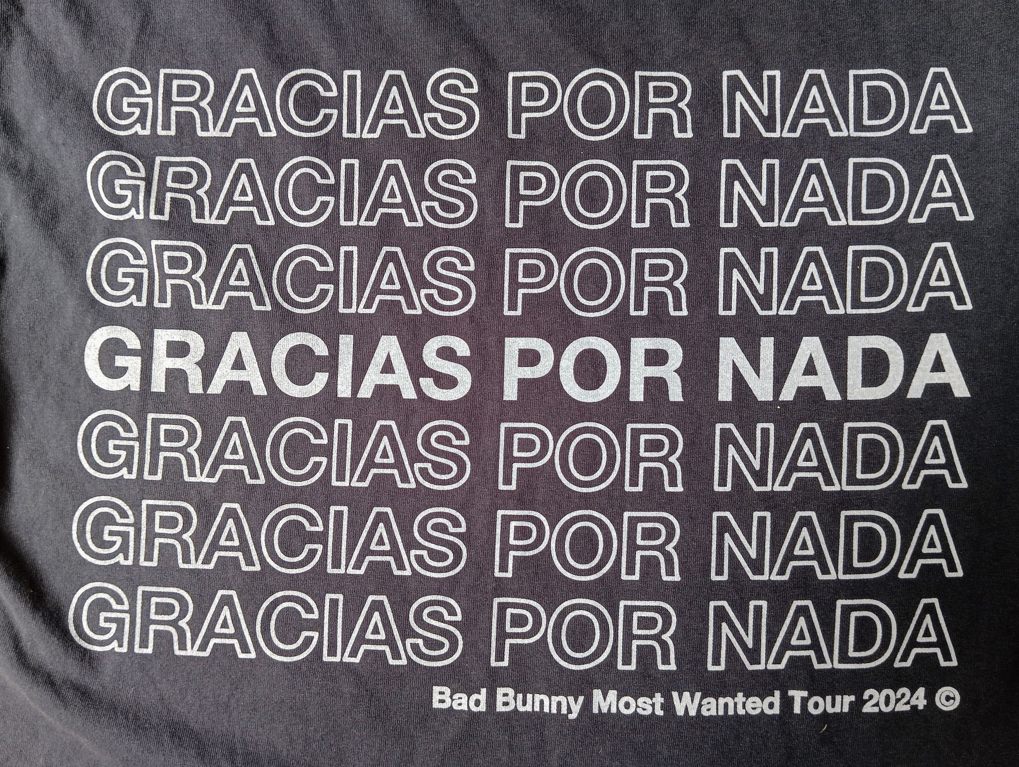 Other Bad Bunny Most Wanted Tour 2024 "Gracias Por Nada" Tee Size US M / EU 48-50 / 2 - 4 Thumbnail