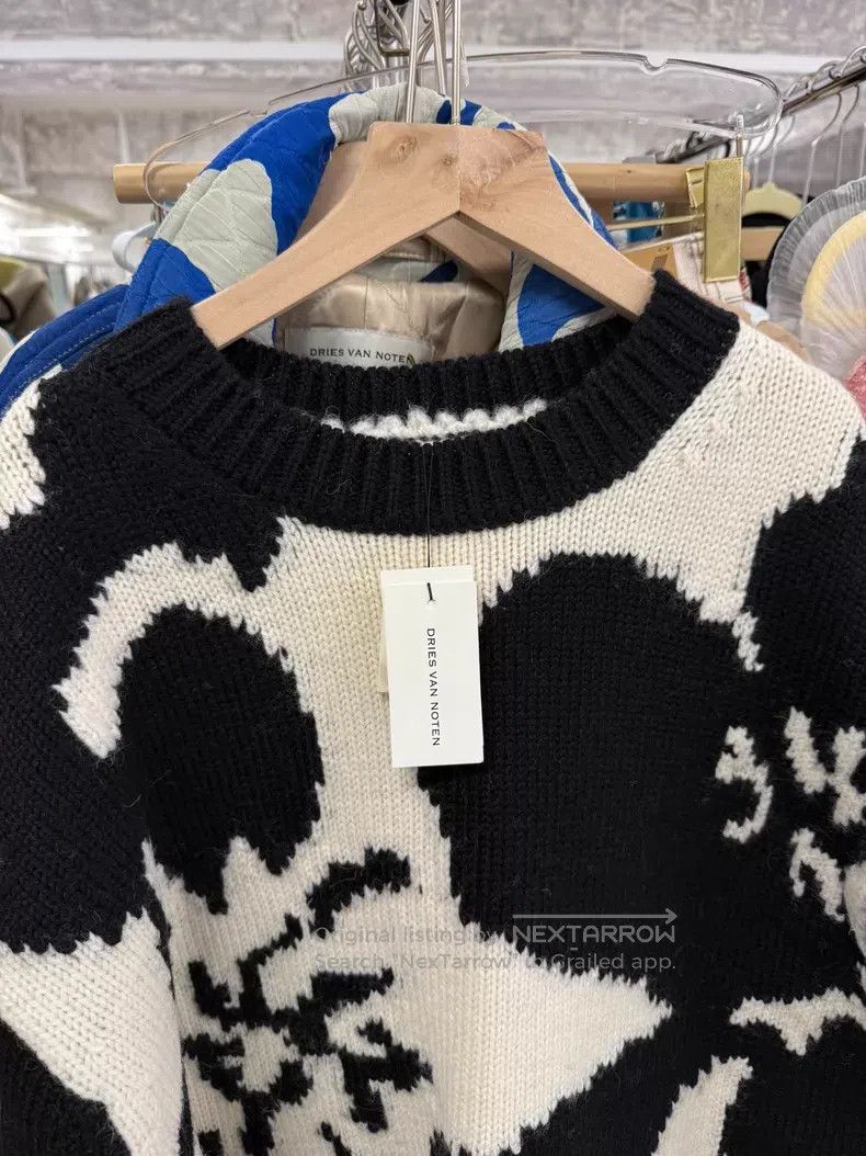 Dries Van Noten Dries Van Noten Black & White Color-Block Wool Knit Sweate Size S / US 4 / IT 40 - 2 Thumbnail