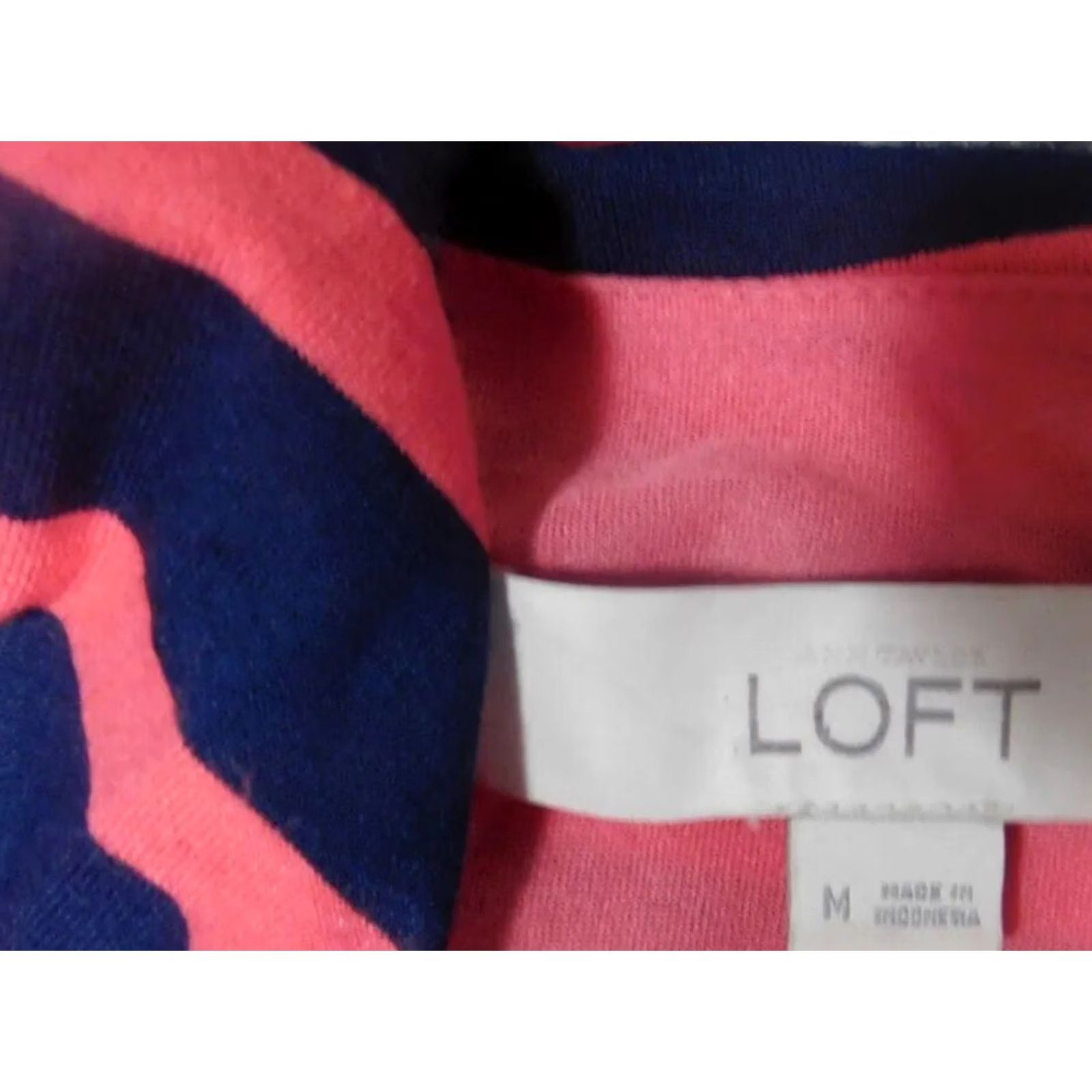 Loft Loft Dress Womens Midi A-Line Pink Striped Pullover Zip Dolman Sleeve Crew Neck Lined Floral Pattern Size M / US 6-8 / IT 42-44 - 4 Thumbnail