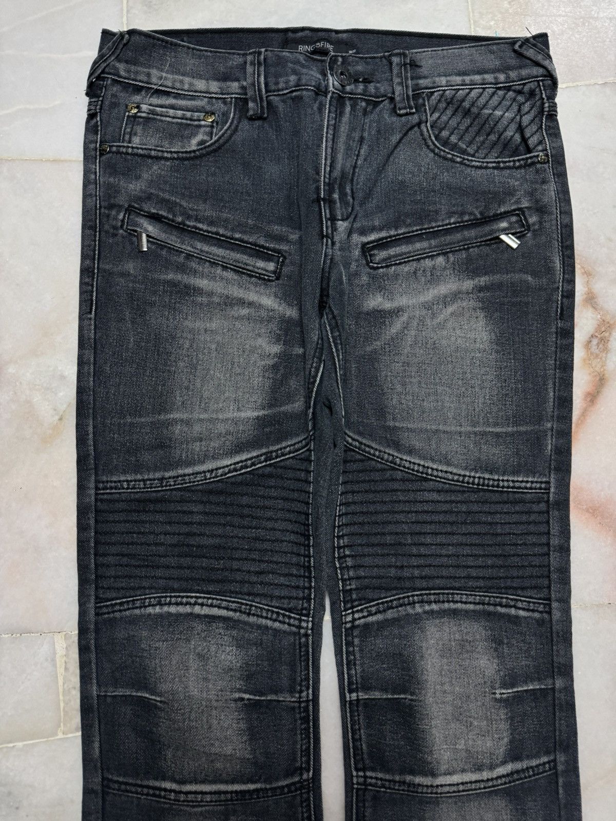 Japanese Brand 💥SLIM STRAIGHT BALMAIN INSPIRED BIKER DENIM JEAN BY JAPANESE Size US 31 - 3 Thumbnail