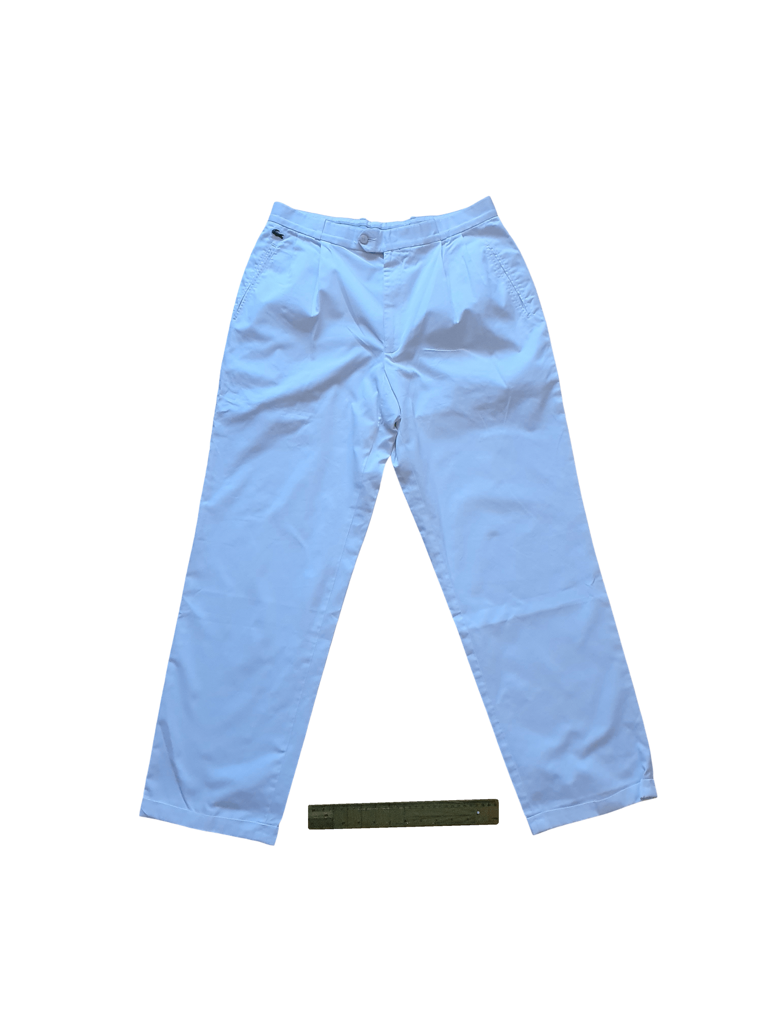 Lacoste Vintage White Cotton Pants Trousers - Double Pleated - W30 Size US 36 / EU 52 - 1 Thumbnail
