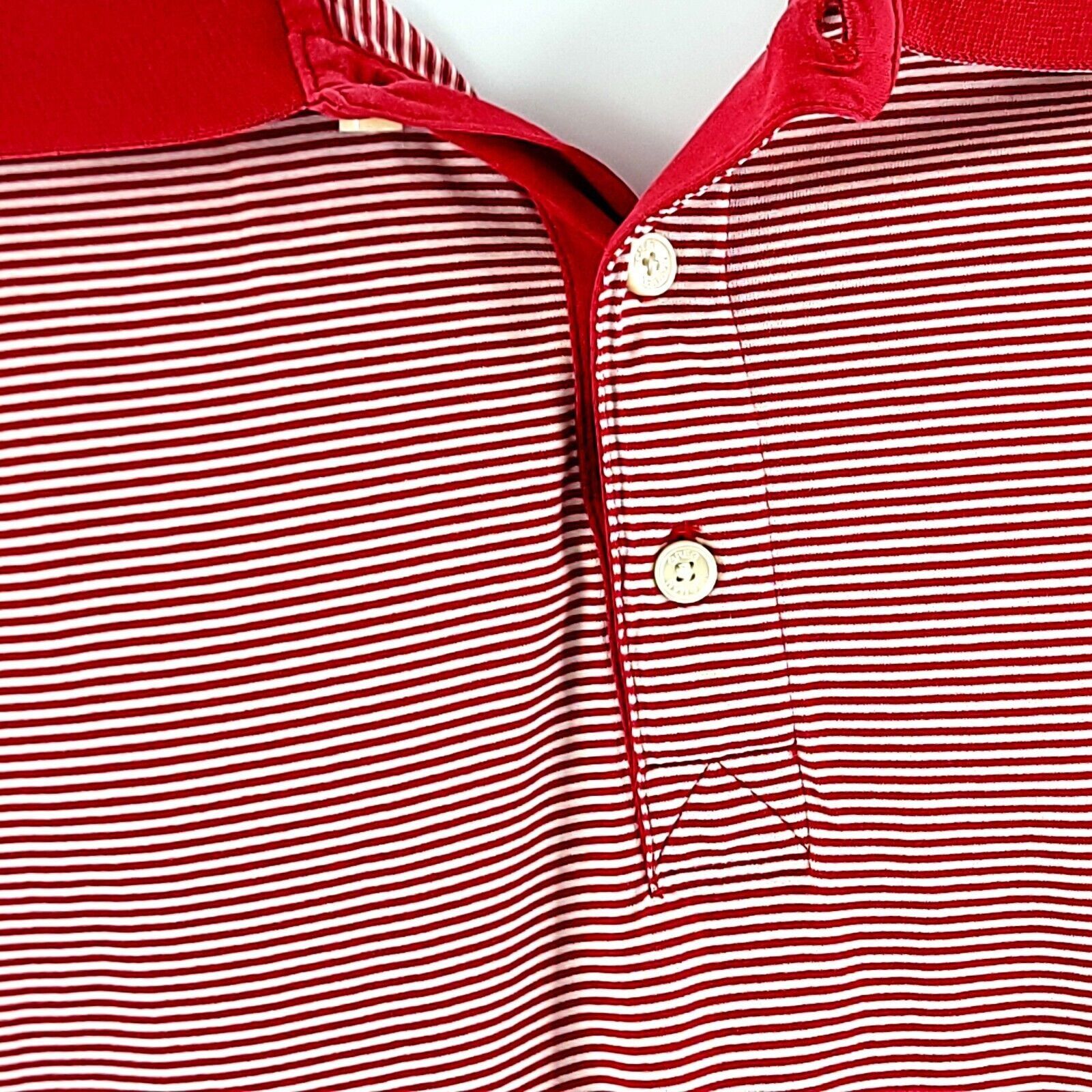 Greg Norman Greg Norman Red White Striped Collared Short Sleeve XL Polo Size US XL / EU 56 / 4 - 2 Thumbnail
