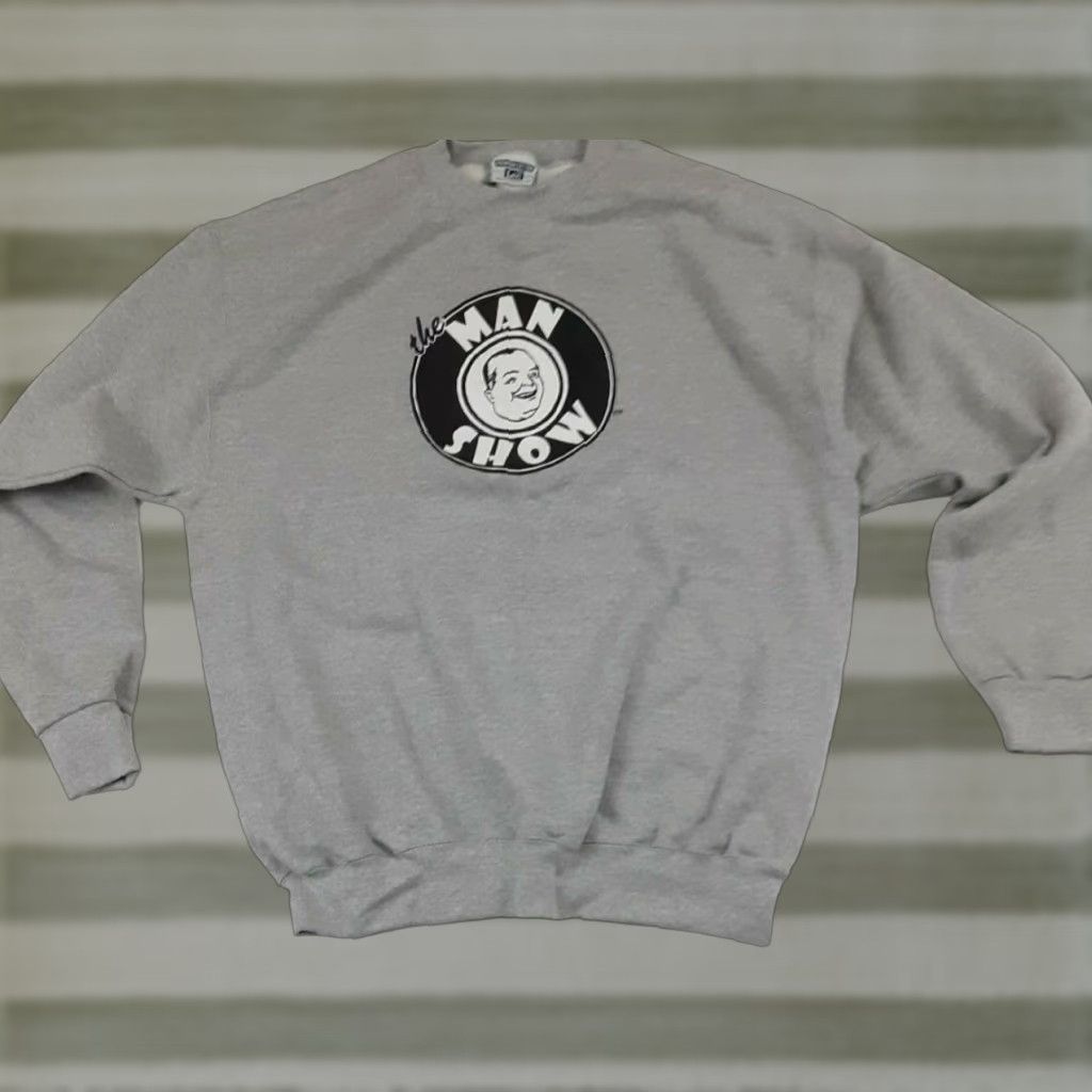 Lee VINTAGE Jimmy Kimmel The Man Show Sweatshirt Grey EUC Lee Premium Cotton XL Mens Regular Crew Neck Long Sleeve Funny 90s Shirt Pullover Size US XL / EU 56 / 4 - 1 Thumbnail