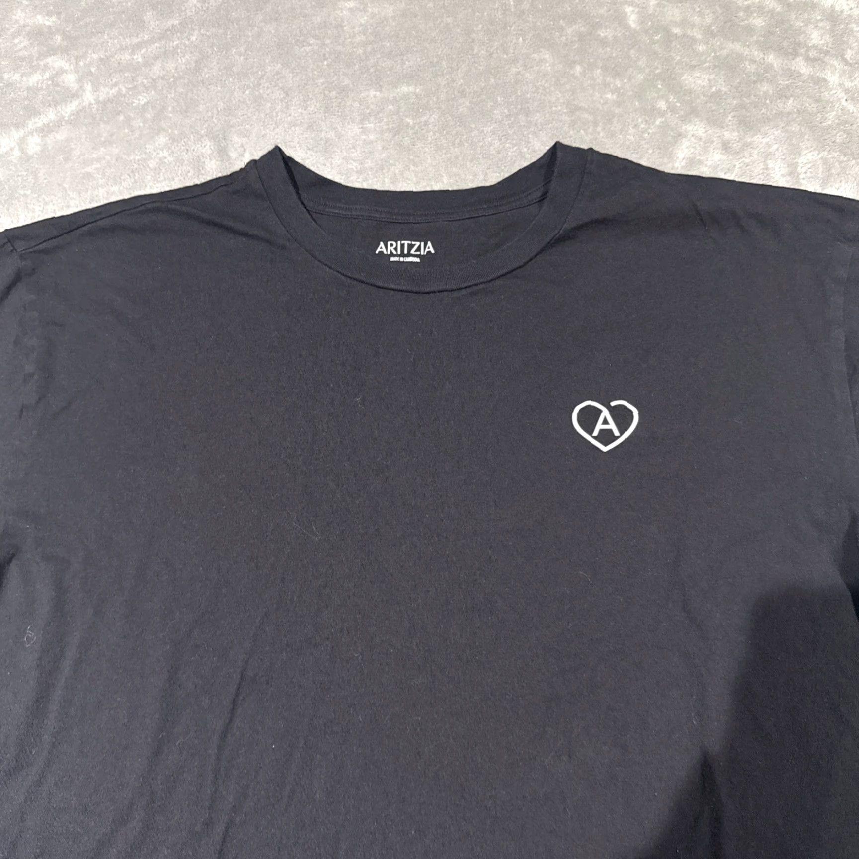 Aritzia ARITZIA T-Shirt Black 1X Women Cotton Heart Motif Thank You Shirt Size XL / US 12-14 / IT 48-50 - 2 Thumbnail