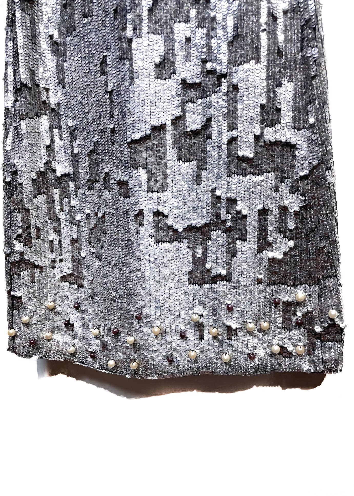 RED Valentino Red Valentino Silver Sequin Pearl Embellished Mini Dress Size S / US 4 / IT 40 - 7 Thumbnail