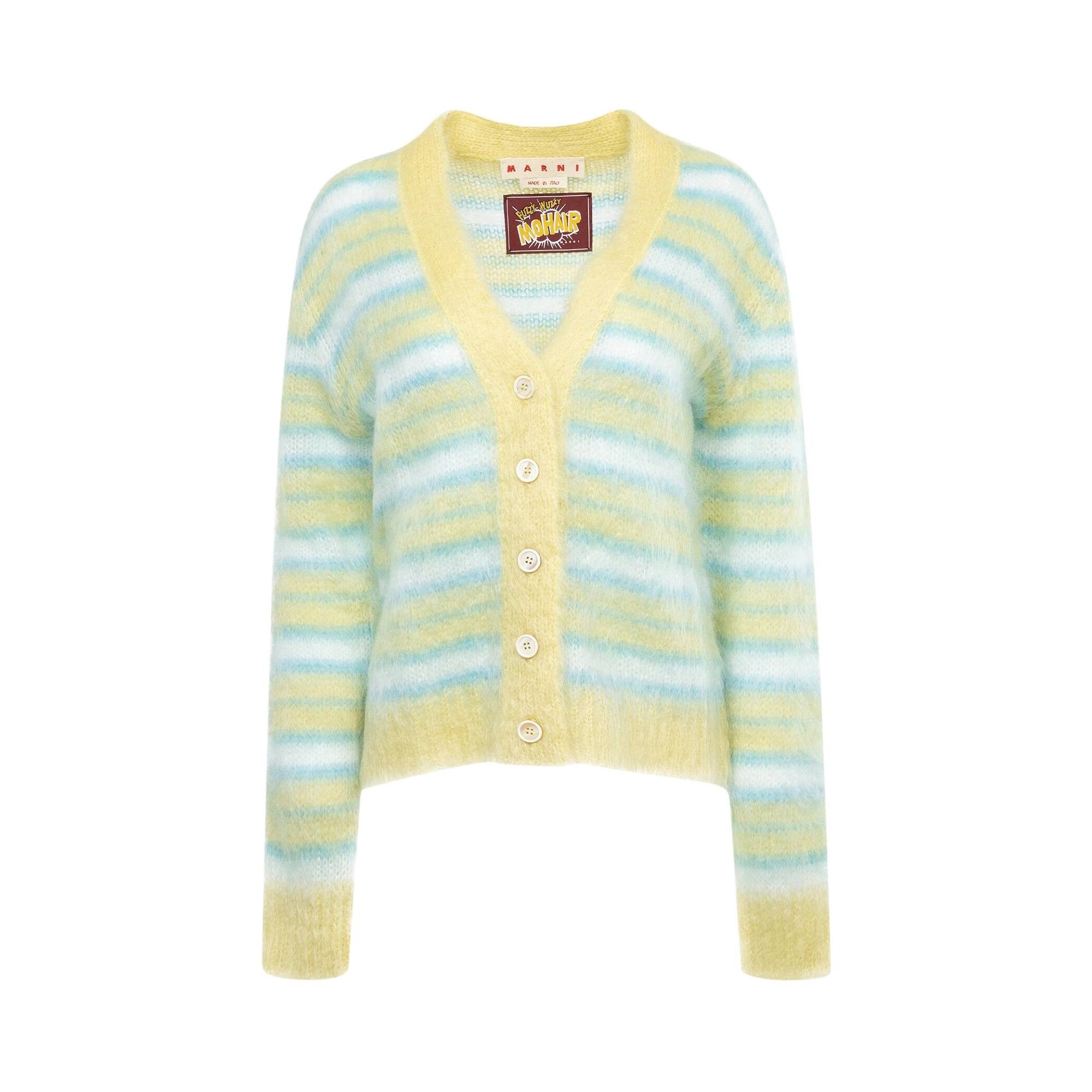 o1w1db10125 Mohair Cardigan in Yellow/Blue