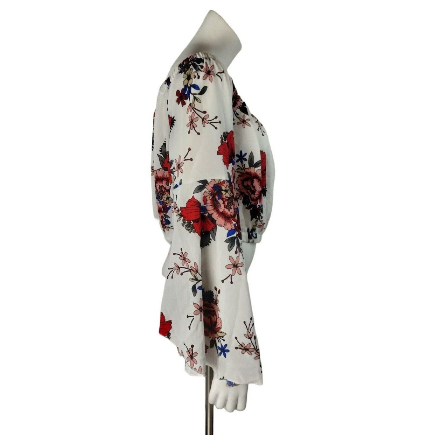Other Florens Womens 1X Floral Print Off the Shoulder Bell Sleeve Size XL / US 12-14 / IT 48-50 - 5 Thumbnail