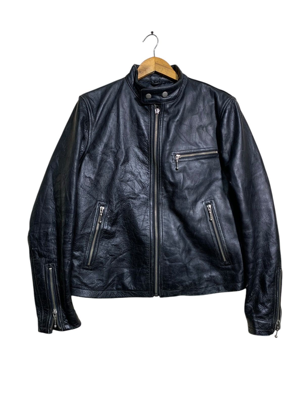 Genuine Leather 🔥BLACK LEATHER BIKERS JACKETS CAFERACER Size US L / EU 52-54 / 3 - 1 Thumbnail