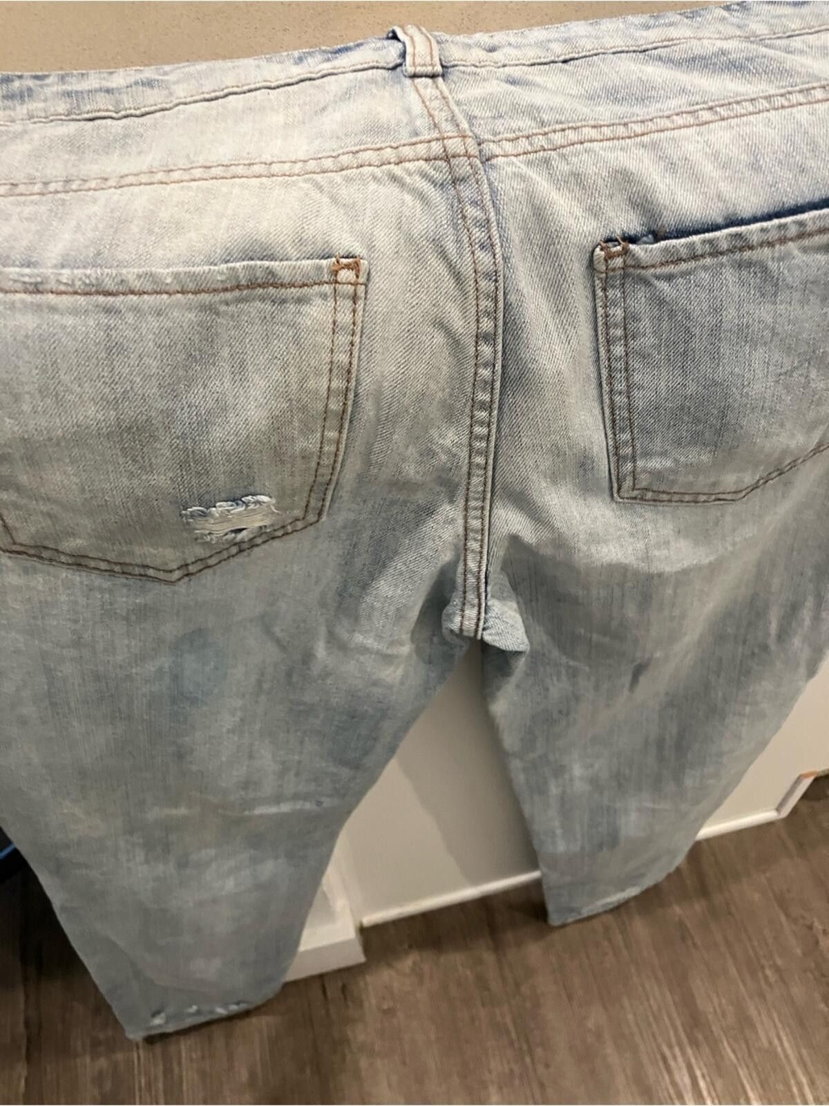 Shein NIB Light Blue Distressed Skinny Jeans Size 42" / US 20 - 8 Thumbnail