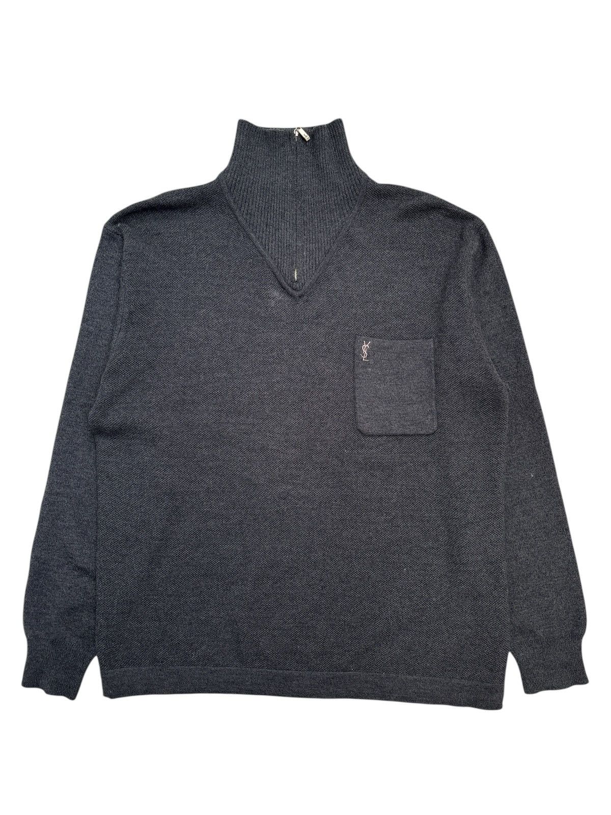 Saint Laurent Paris × Yves Saint Laurent 1980s Half Zip Wool Sweater Size US M / EU 48-50 / 2 - 1 Thumbnail