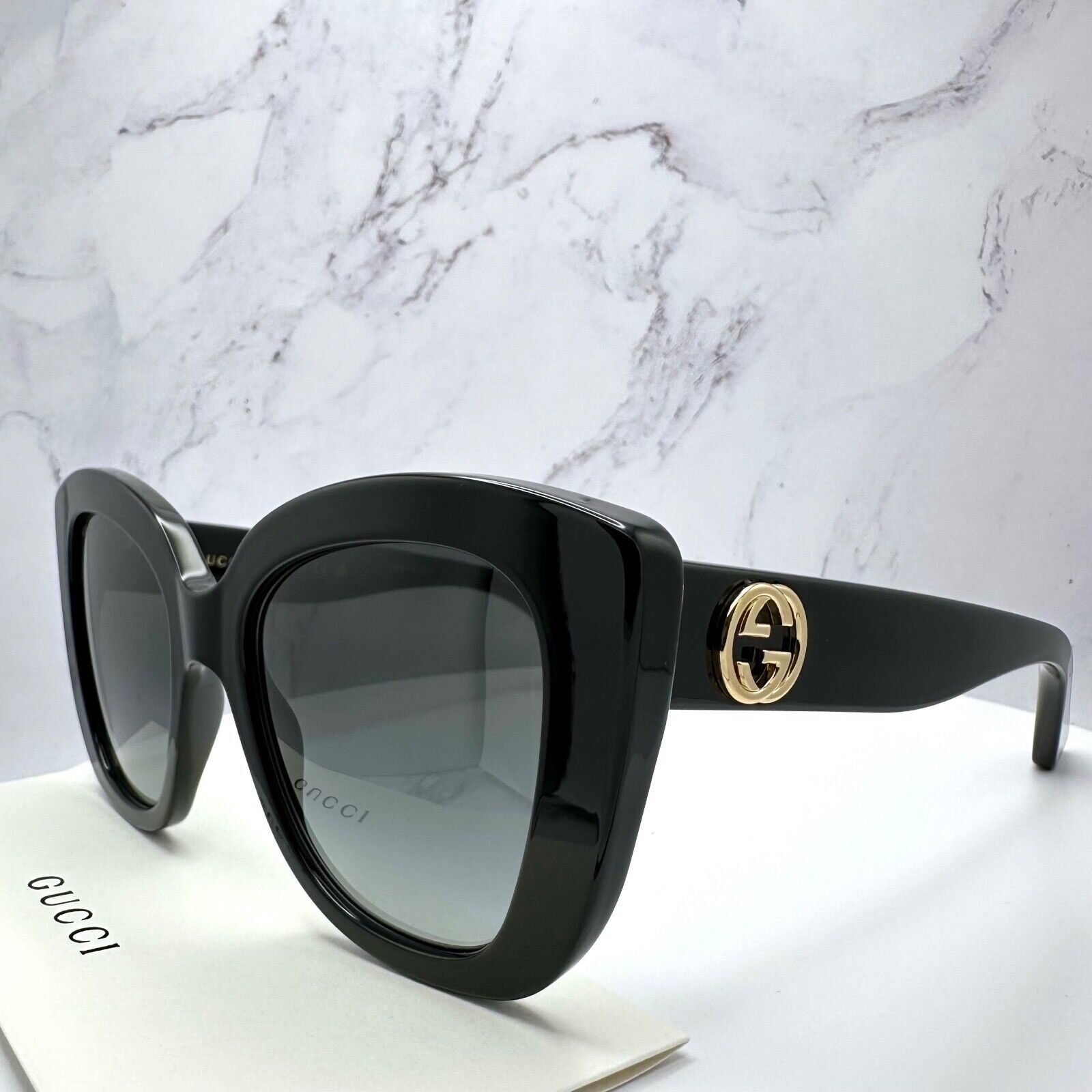 Gucci New Gucci Sunglasses Black Cat Eye Gold GG Metal Logo Size ONE SIZE - 15 Thumbnail