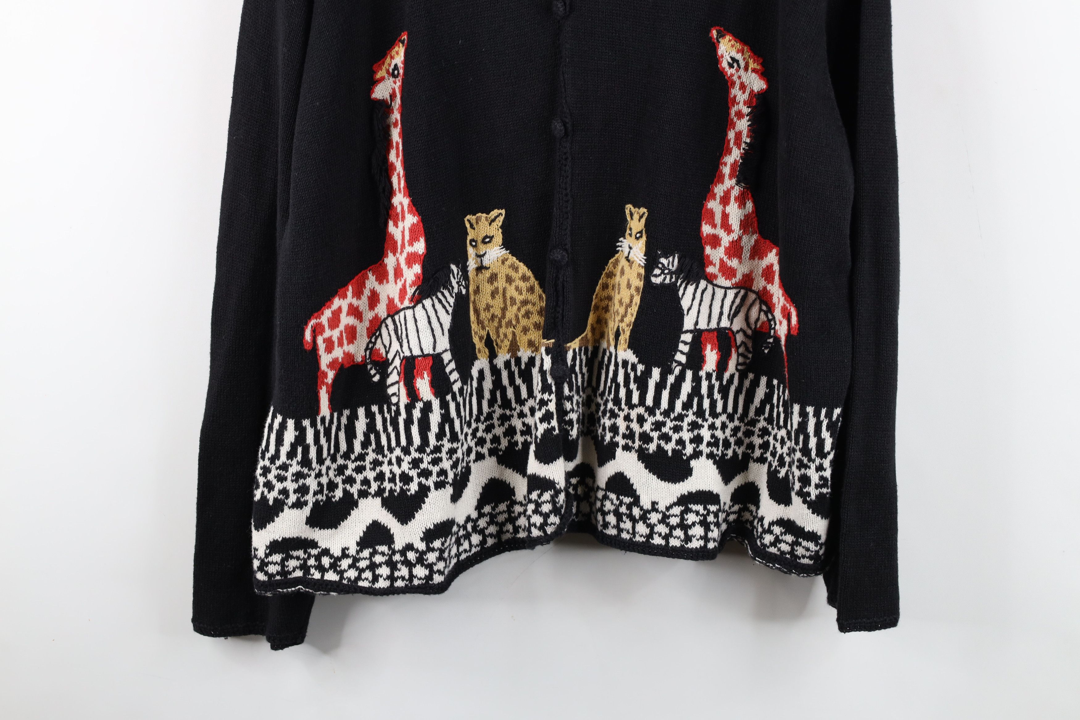 Vintage Vintage 90s Streetwear Animal Safari Knit Cardigan Sweater Size 3XL / US 20-22 - 3 Thumbnail