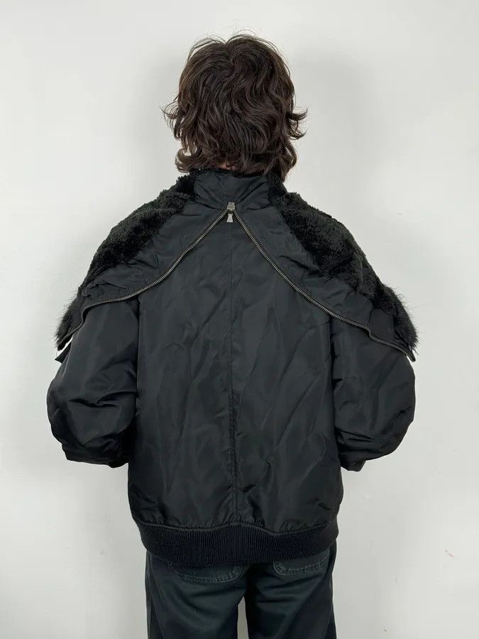 Versace AW2003 Versace Black Fur Zip Hood Aviator Bomber Jacket Size US L / EU 52-54 / 3 - 2 Thumbnail