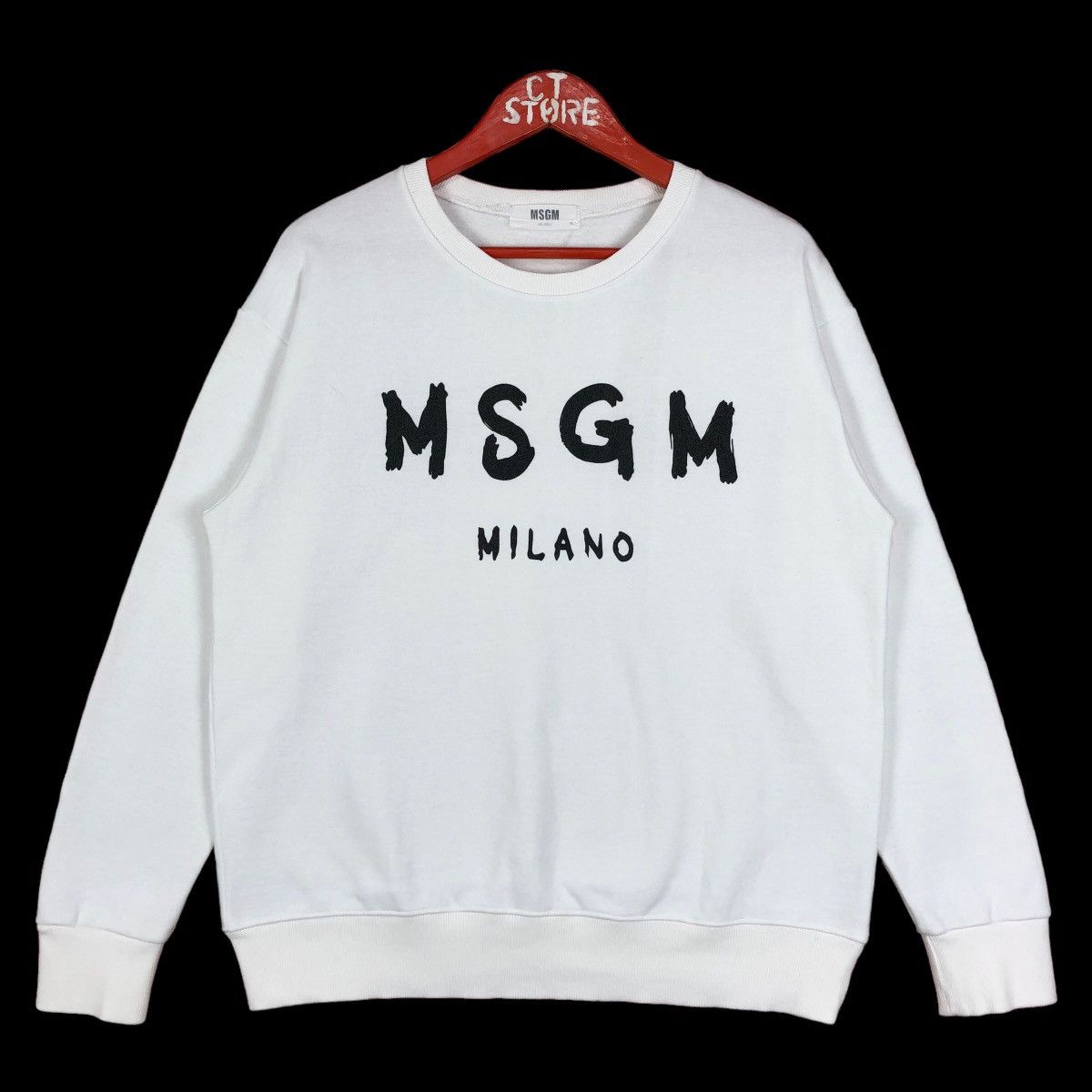 image of Msgm Milano Crewneck Sweatshirt in White, Women's (Size Large)