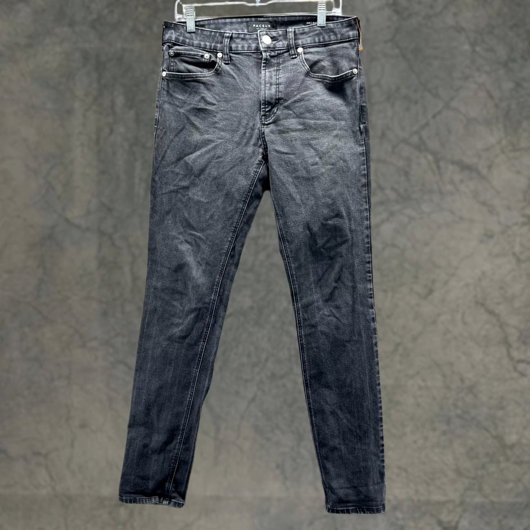 Pacsun PacSun Jeans Mens 32 Black Men 32x34 Adult Grey Denim Slim Fit Active Stretch Casual Size US 32 / EU 48 - 1 Thumbnail
