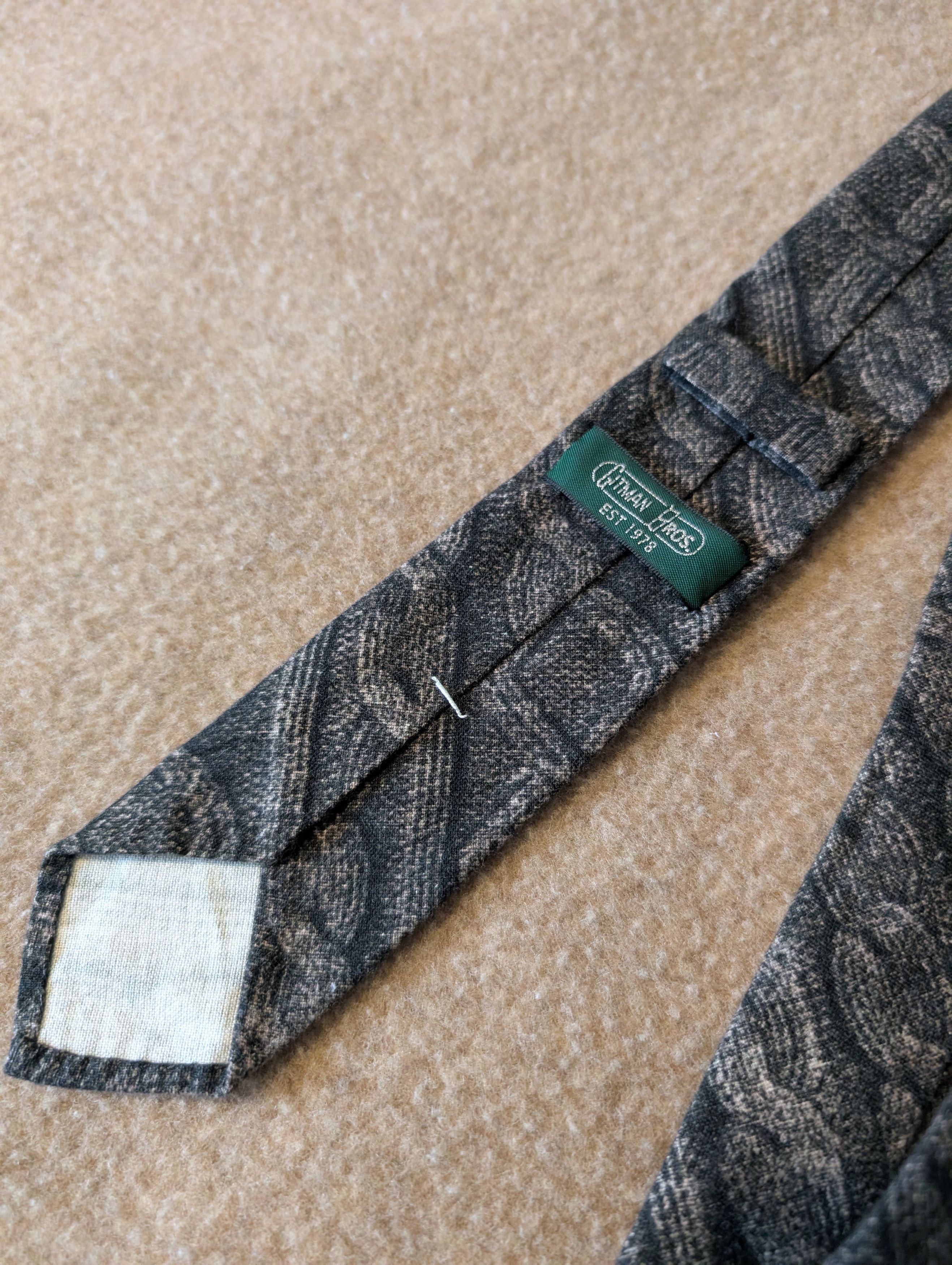 Gitman Bros. Vintage Cable Knit Printed Tie Skinny 58 X 2.25 Grey Made In USA Size ONE SIZE - 3 Thumbnail