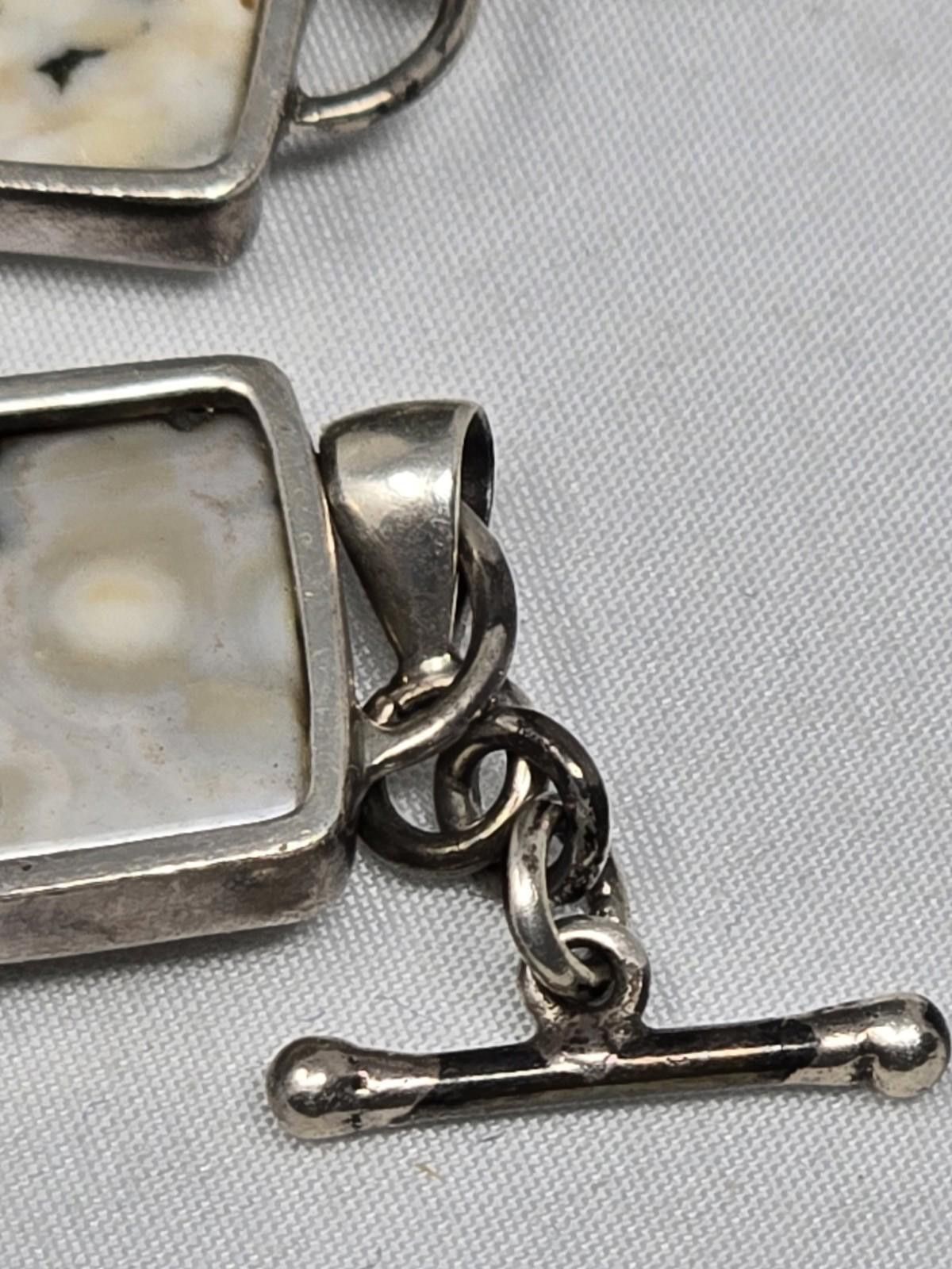 RAGEBLUE ​Vtg Sterling Silver Rare Ocean Orb Jasper Link Bracelet Size ONE SIZE - 8 Thumbnail