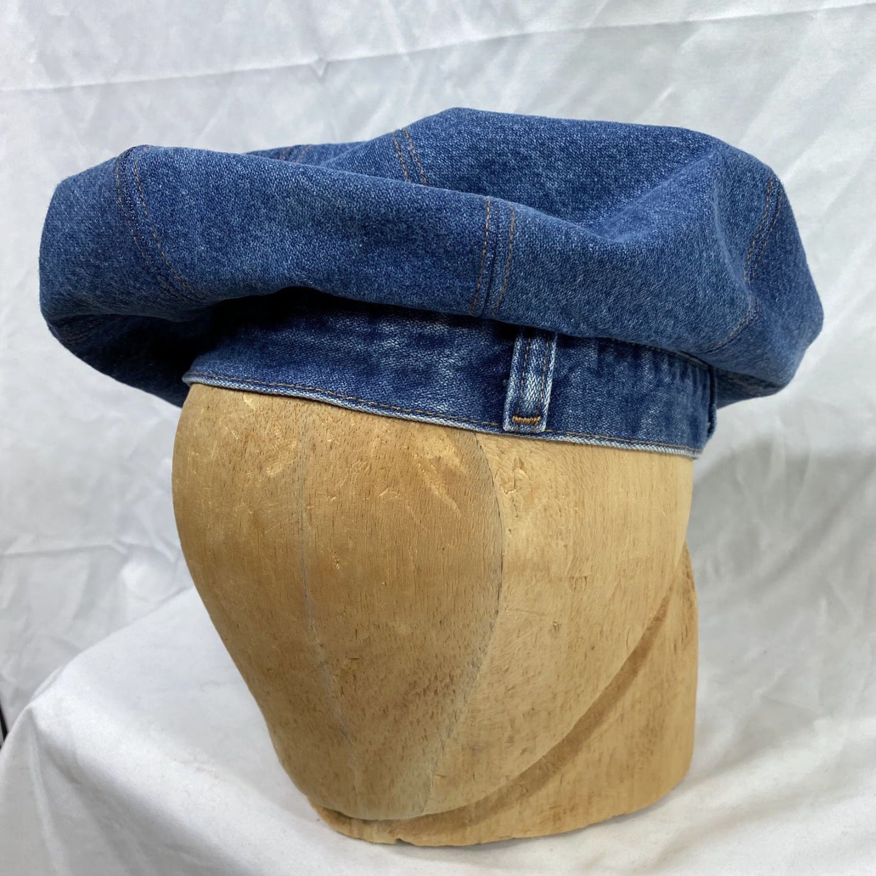 Denime VINTAGE 1970s Denim Brimless 8 Point Hat Handmade From Redline Levis Hat Mens Denim 1970s Redline Levis Holiday Size ONE SIZE - 3 Thumbnail