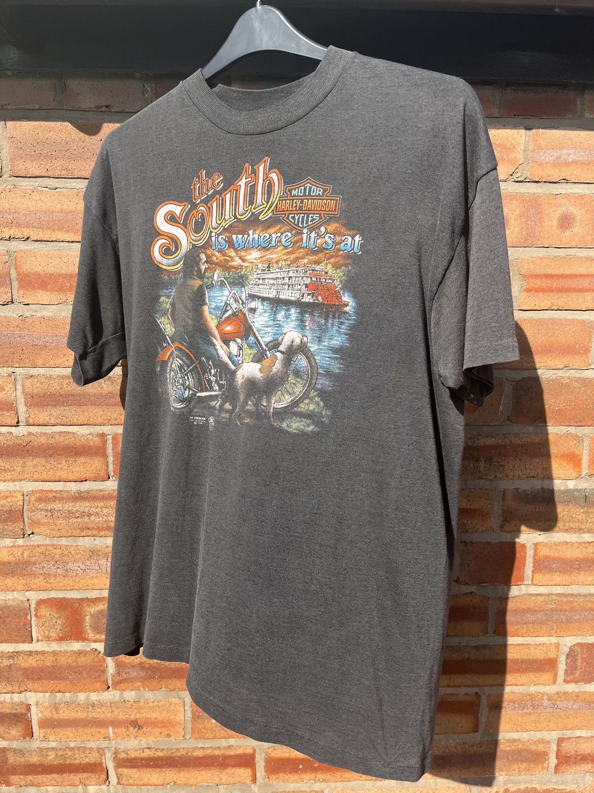 3D Emblem Harley Davidson The South t shirt 1989 vintage