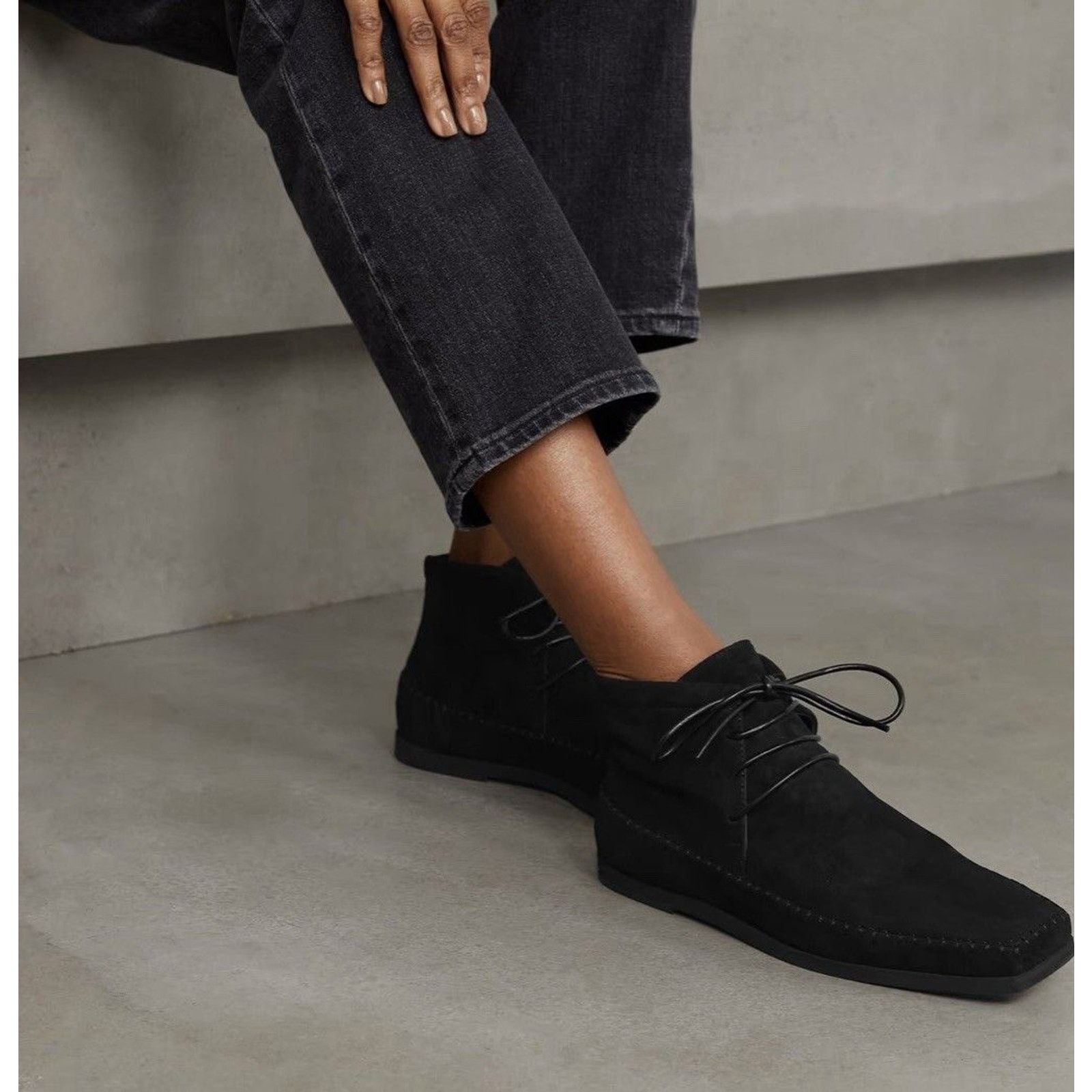 Toteme TOTEME High Top Suede Loafer Boot Black 37 Quiet Luxury NEW Size US 6 / IT 36 - 8 Thumbnail
