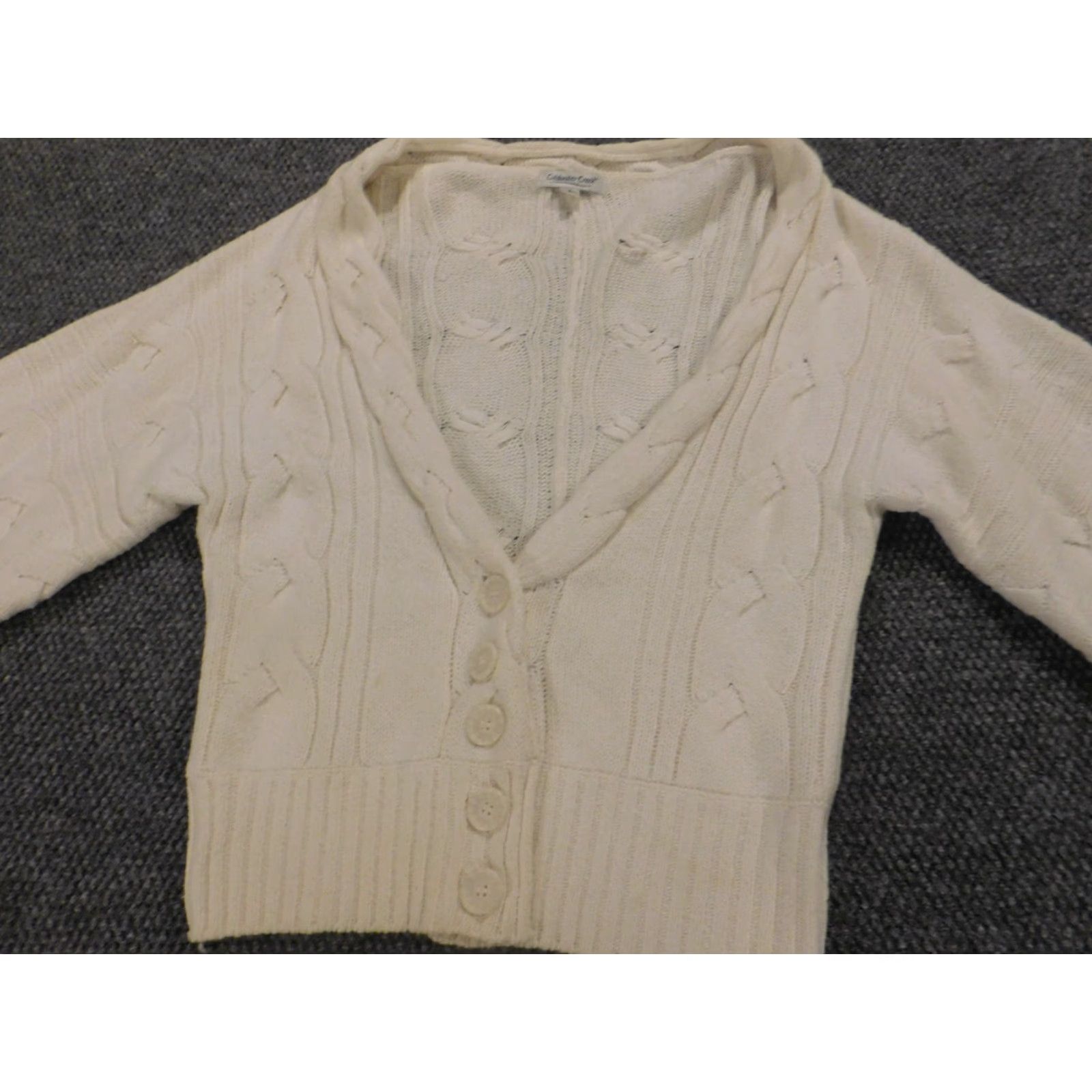 Coldwater Creek Coldwater Creek Womens Sweater Small Beige Pullover Cardigan Open V-Neck 3/4 Sleeve Knit Classic Mens Women Girls Size S / US 4 / IT 40 - 4 Thumbnail