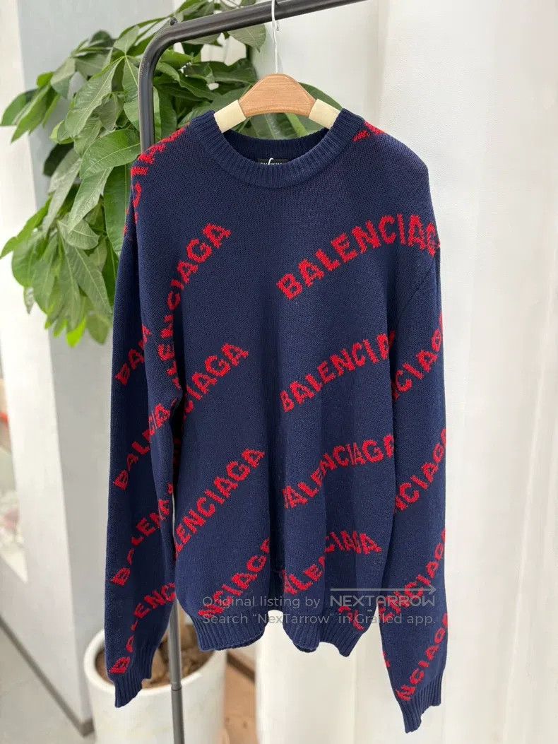 Balenciaga Balenciaga Navy Blue Full Barrage Woolen Sweater Size US M / EU 48-50 / 2 - 1 Thumbnail