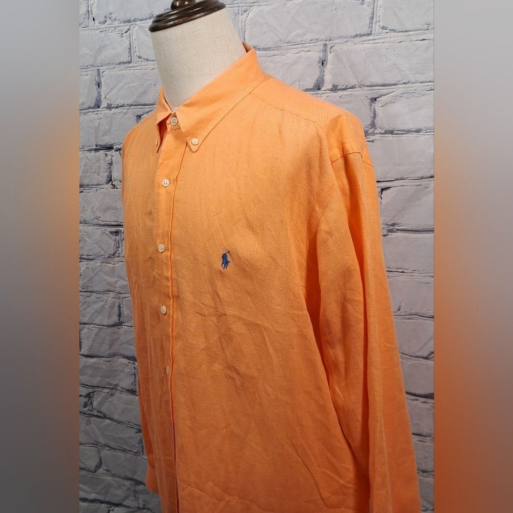 Ralph Lauren Ralph Lauren Men's Classic Fit Orange 100% Linen Button Do Size US XXL / EU 58 / 5 - 7 Thumbnail
