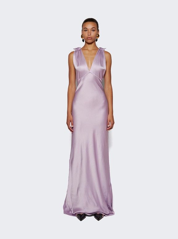 Victoria Beckham o1mle0525 Gathered Shoulder Cami Gown in Petunia Pink Size M / US 6-8 / IT 42-44 - 3 Thumbnail