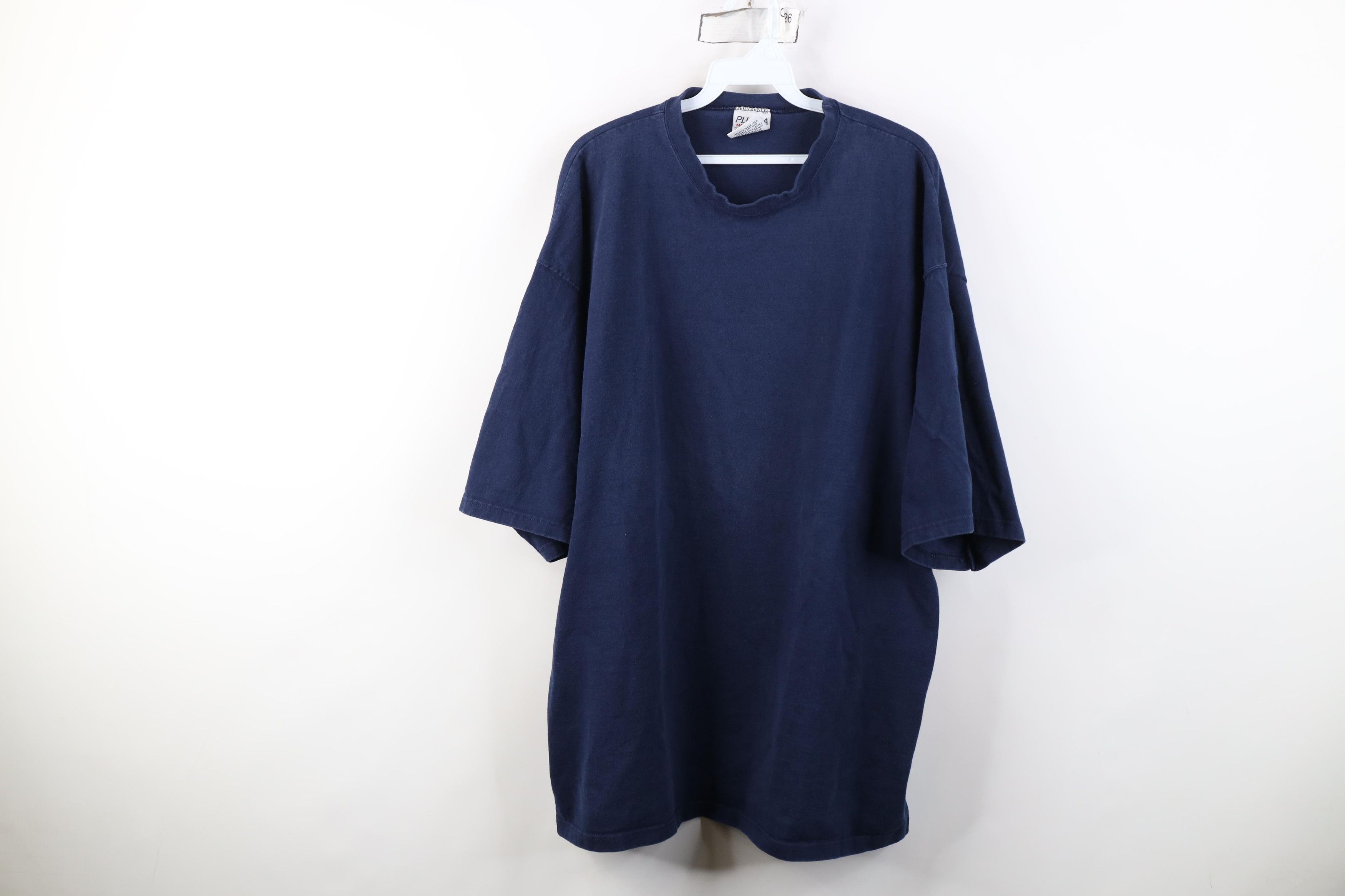 Vintage Vintage 90s Streetwear Heavyweight Cotton T-Shirt Blue USA Size US XXL / EU 58 / 5 - 1 Thumbnail