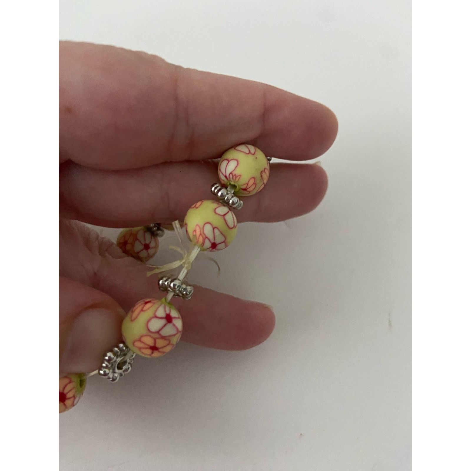 Handmade Handmade flower fimo clay bead bracelet Size ONE SIZE - 4 Thumbnail
