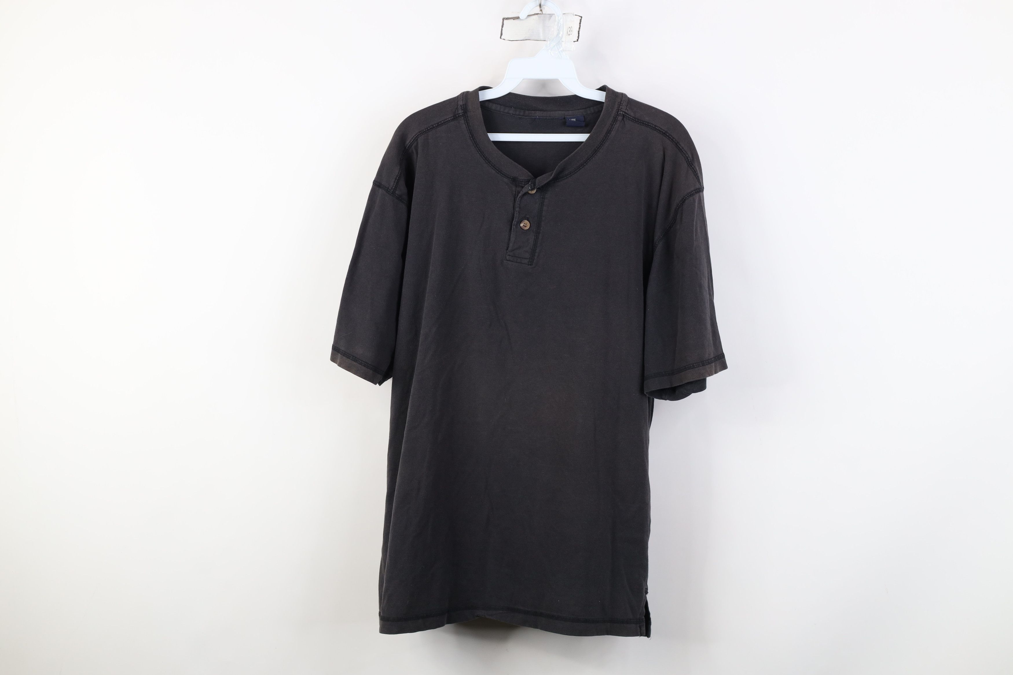 Vintage Vintage 90s Y2K Streetwear Sun Faded Henley T-Shirt Black Size US L / EU 52-54 / 3 - 1 Thumbnail