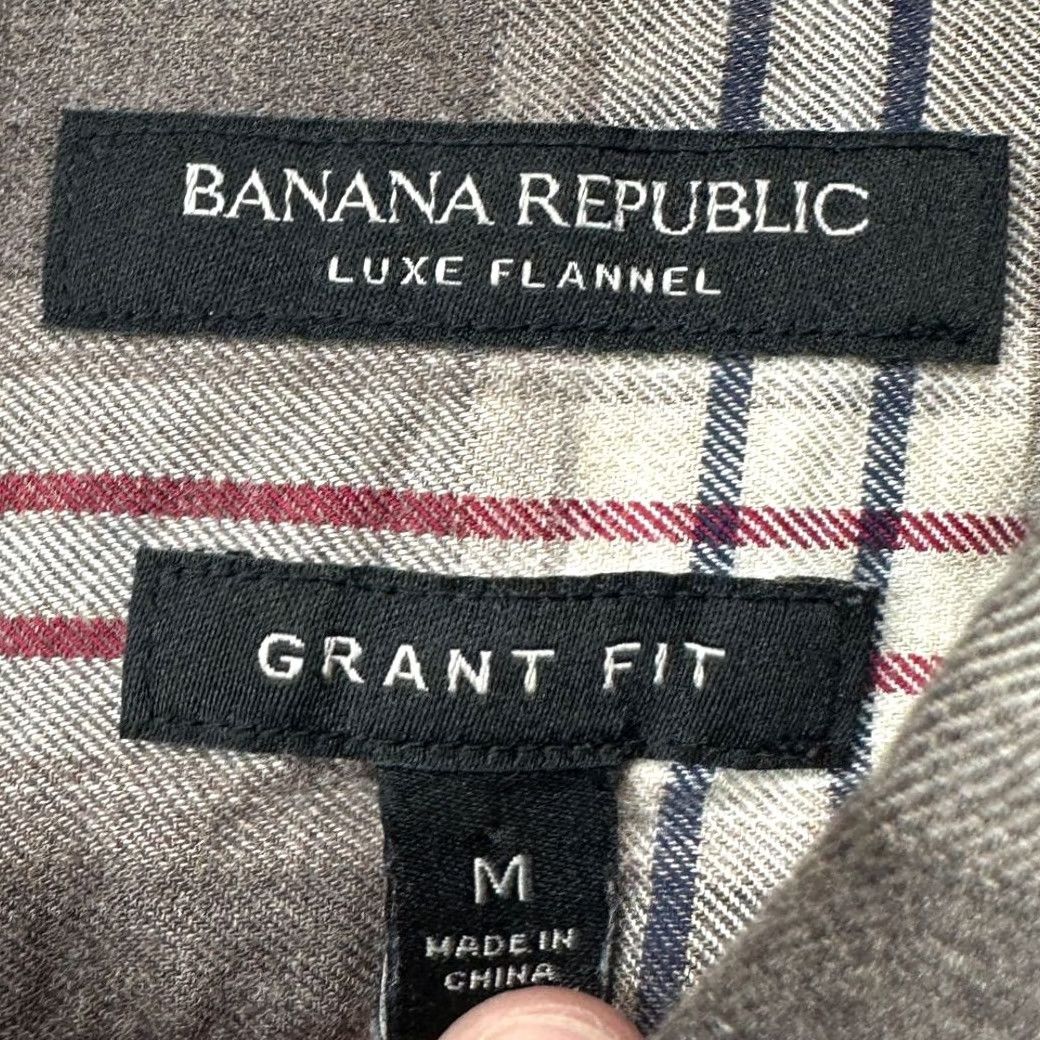 Banana Republic Banana Republic Luxe Flannel Shirt Mens Medium Brown Plaid Button-Down Grant Fit Long Sleeve Size US M / EU 48-50 / 2 - 4 Thumbnail