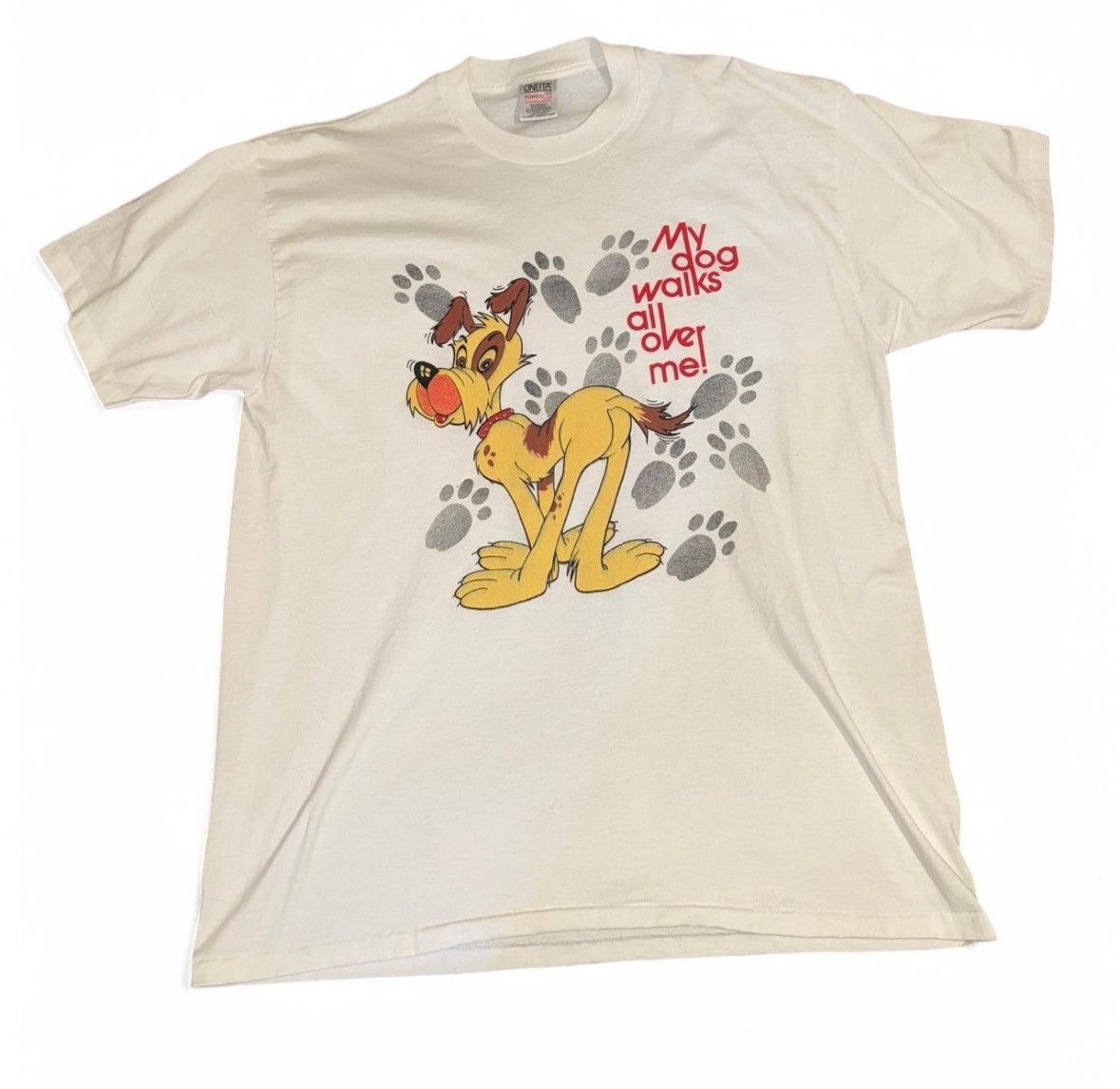 Vintage White vintage 80s single stitch dog cartoon t-shirt Size US XXL / EU 58 / 5 - 1 Thumbnail