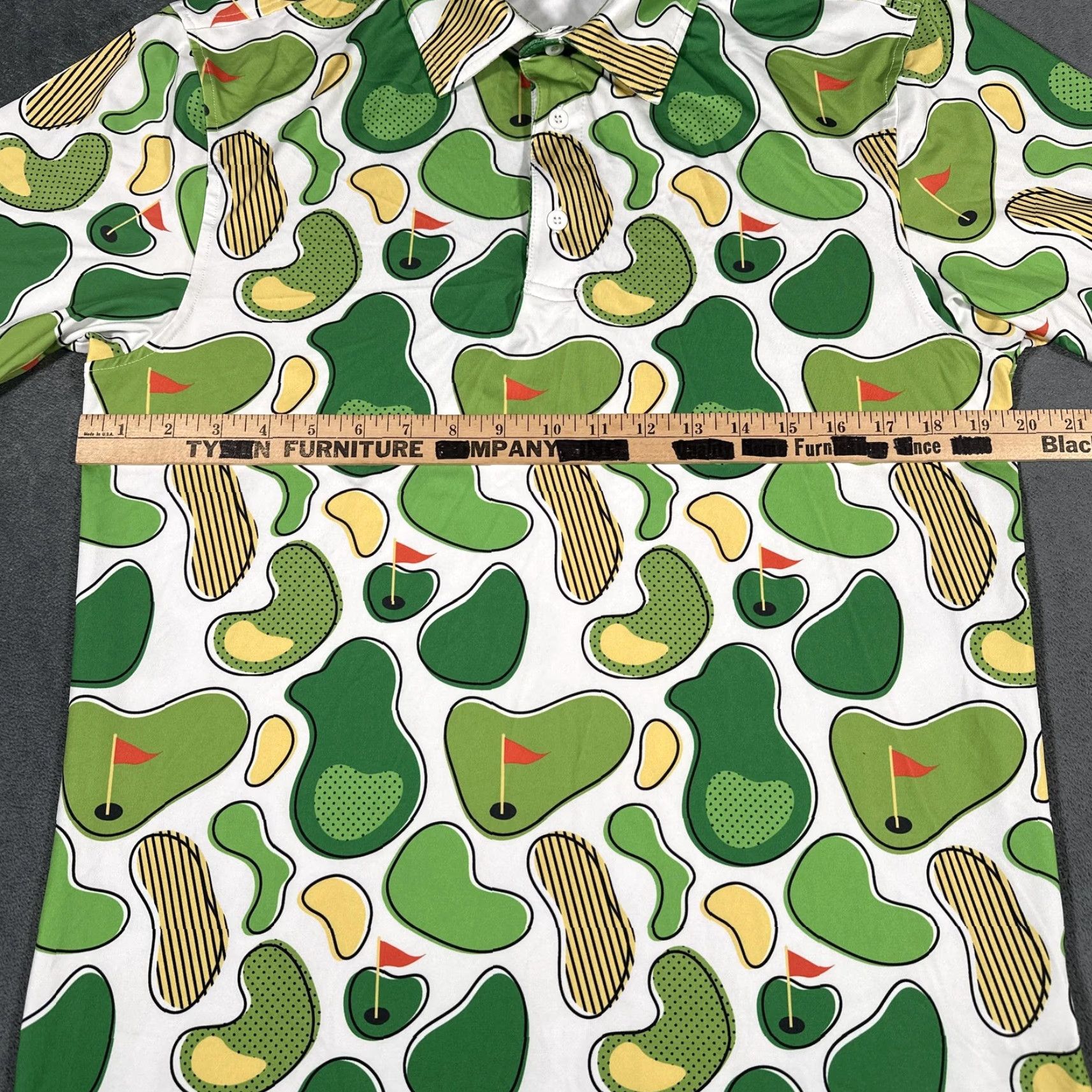 Vintage Royal & Awesome Polo Shirt Mens Medium Green White Golf Course Print Stretch Size US M / EU 48-50 / 2 - 3 Thumbnail