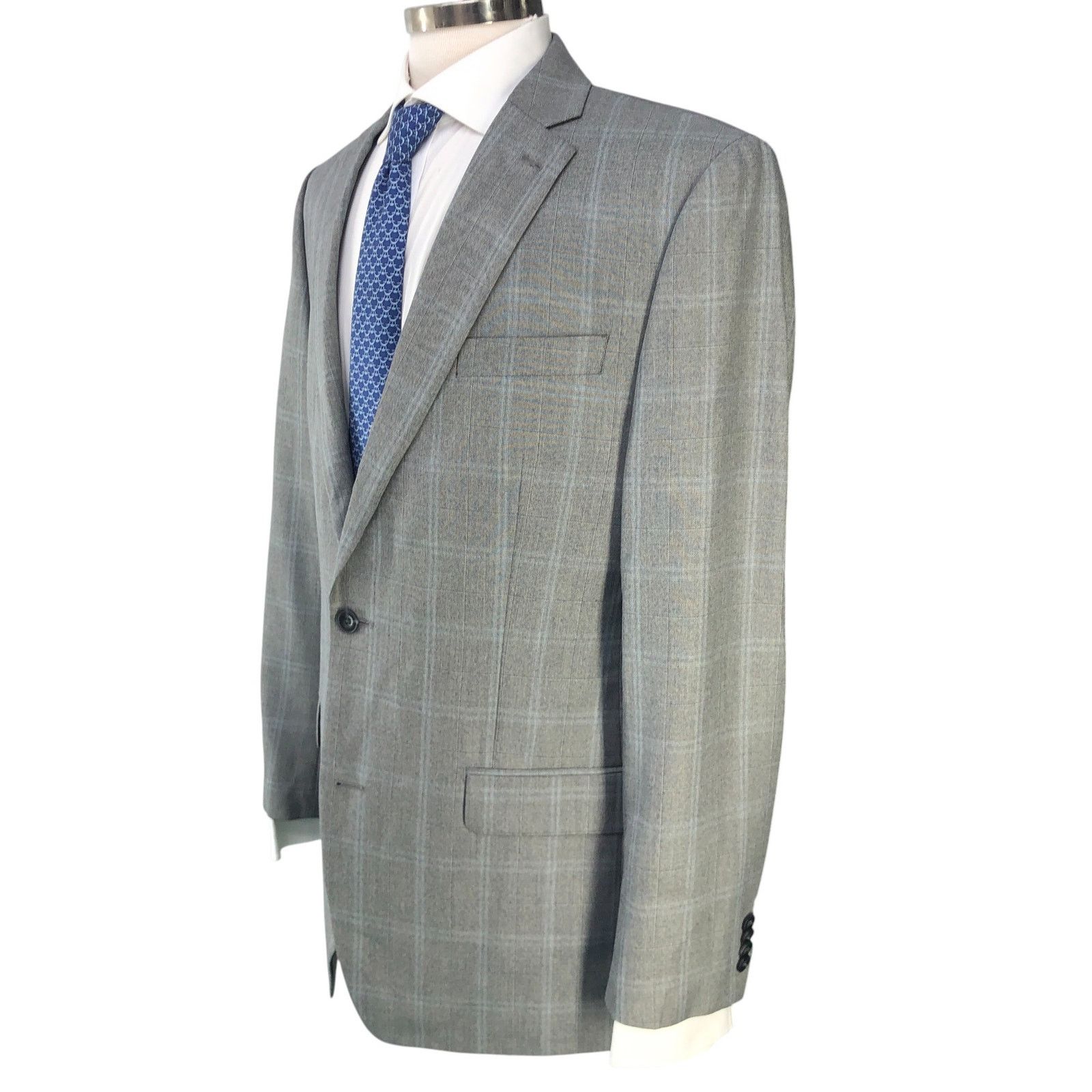 Michael Kors Michael Kors 42L Sport Coat Jacket Blazer Gray Windowpane Size 42L - 6 Thumbnail