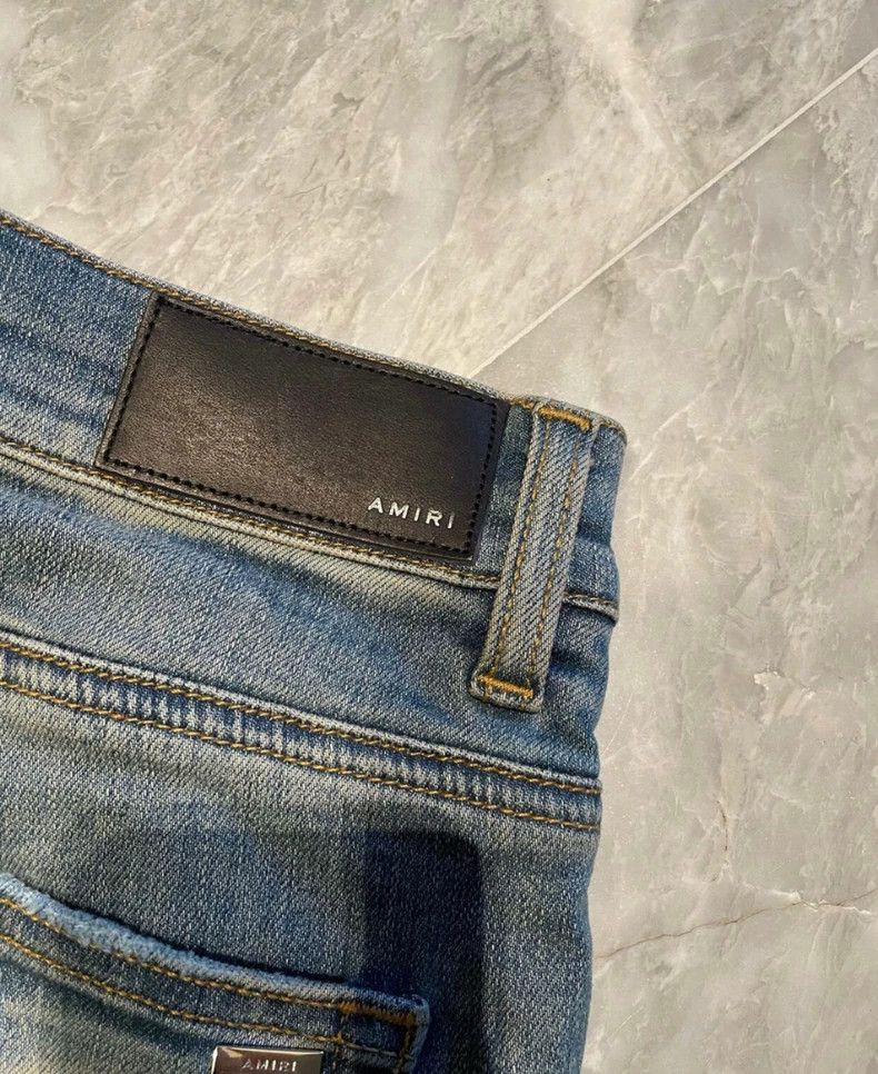 Amiri Amiri Apink floral patched blue denim pants Size US 33 - 3 Thumbnail