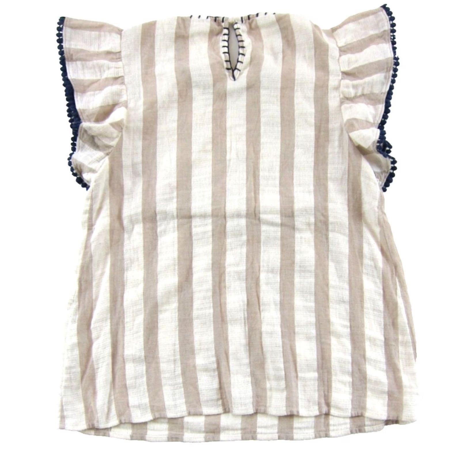 Anthropologie THML Anthropologie Blouse Floral Stripe Cap Sleeve Small Blue Orange White Brown Floral Stripe Cap Sleeve Blouse Small Size S / US 4 / IT 40 - 2 Thumbnail