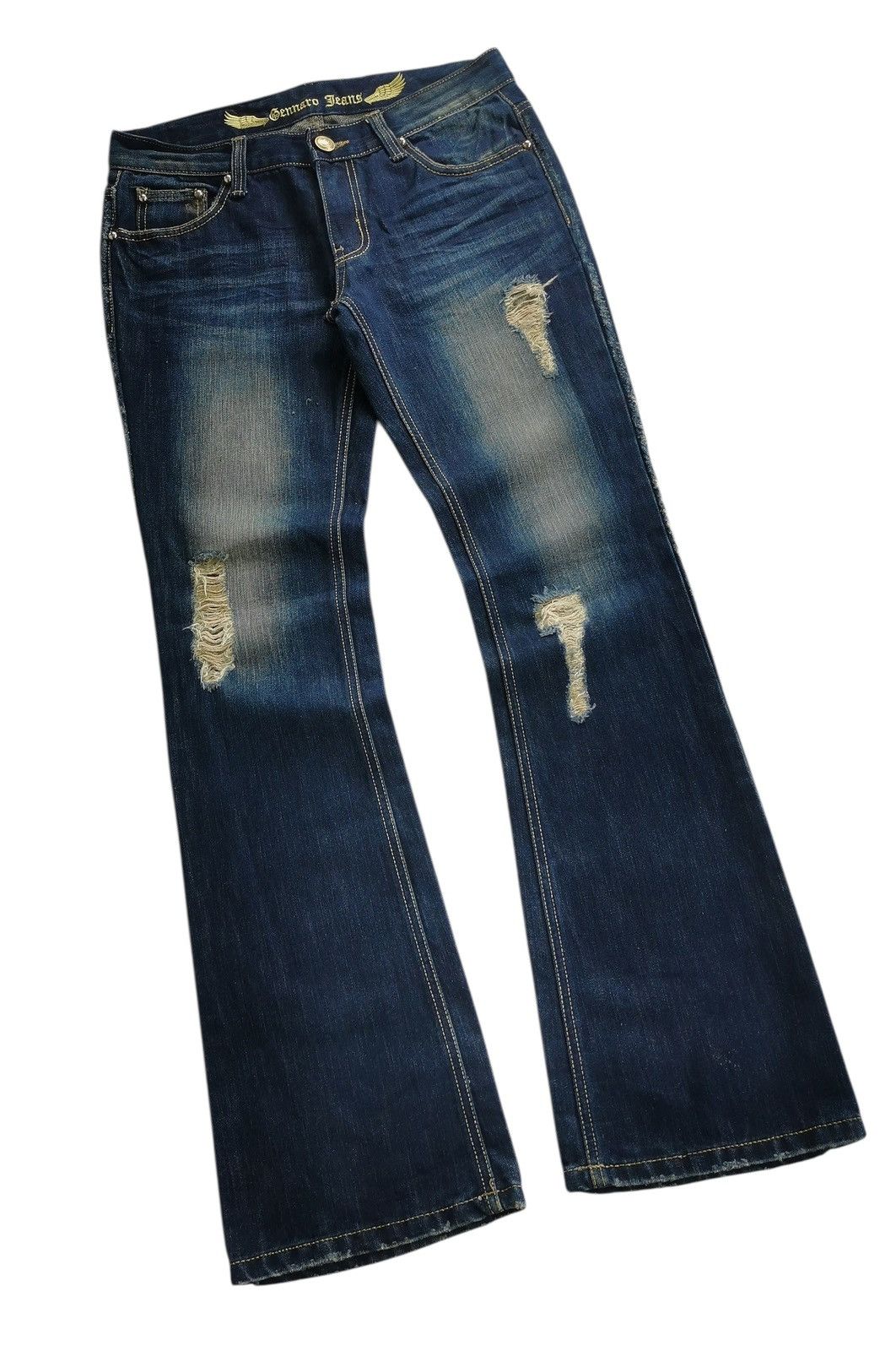 Japanese Brand Gennaro Italia Distressed Flare Denim, Kapital Inspired Size US 31 - 2 Thumbnail