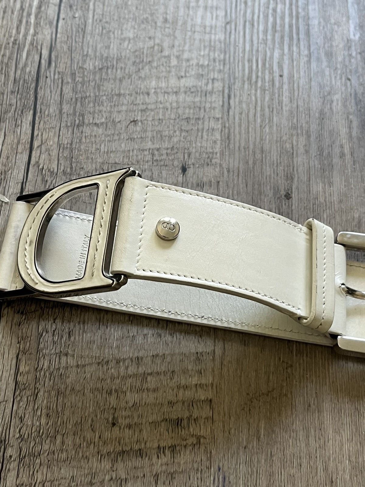 Dior Christian Dior White Leather Ring Belt – Galliano Era Avant Size ONE SIZE - 4 Thumbnail