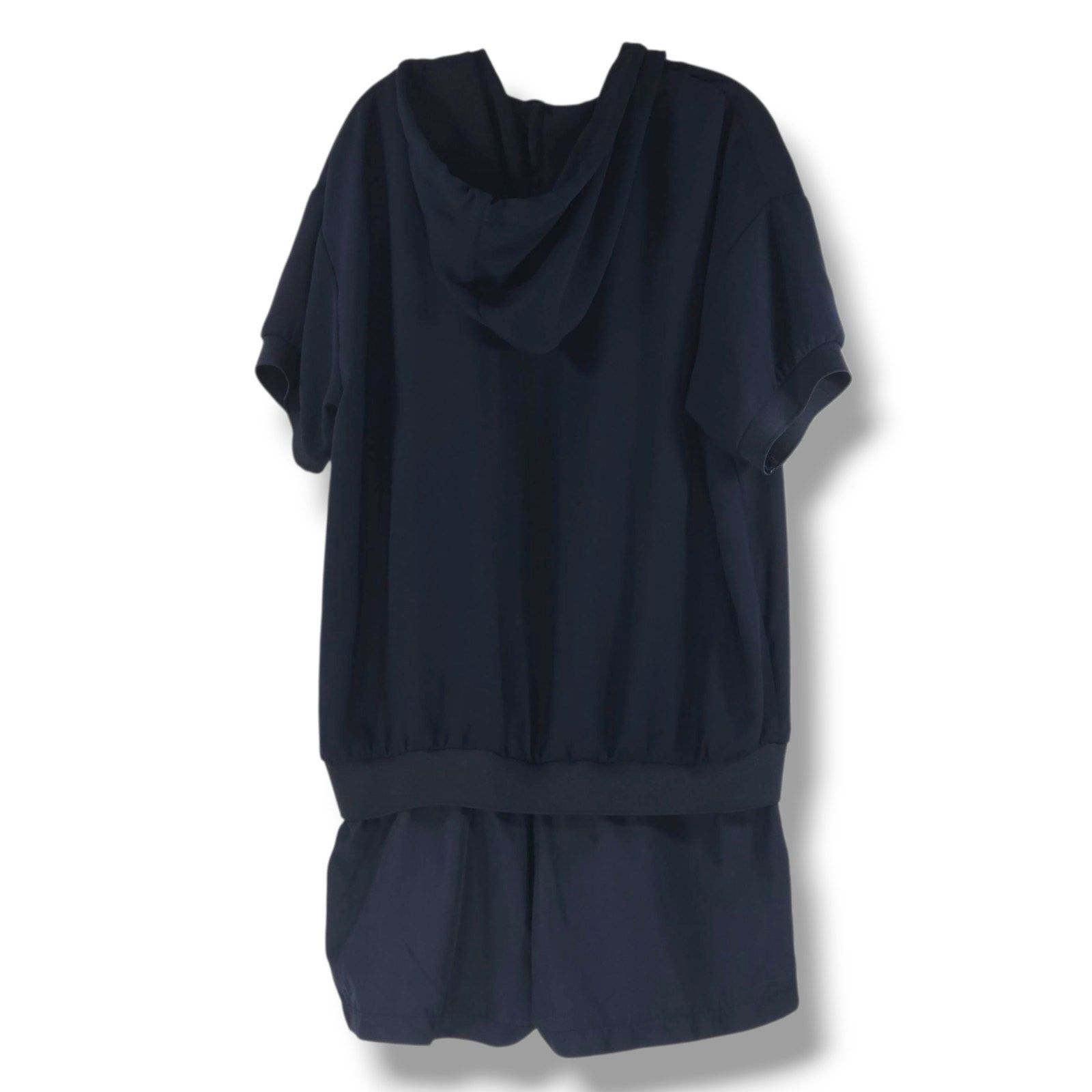 Zara Zara Basic Half Zip Hooded Short Sleeve Romper Navy M EUC Size 36" / US 14 / IT 50 - 3 Thumbnail