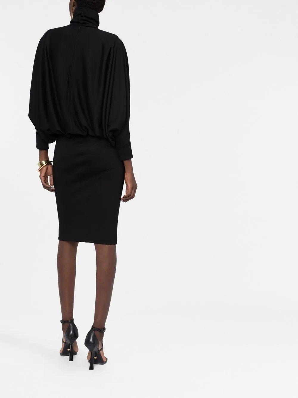 Saint Laurent Paris o1y0126 Midi Dress in Black Size S / US 4 / IT 40 - 5 Thumbnail